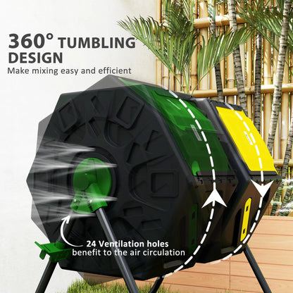 Rotating Composter, Dual Chamber, 34.5 Gallon, Yellow and Green Garden Accessories at Gallery Canada