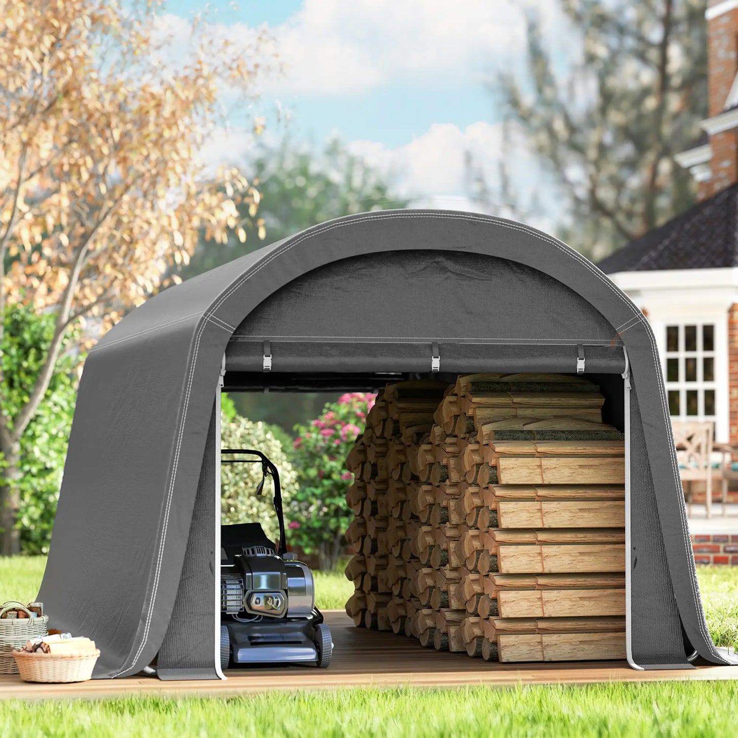10' x 15' Portable Shed, Outdoor Storage Tent, Dark Grey Sheds at Gallery Canada