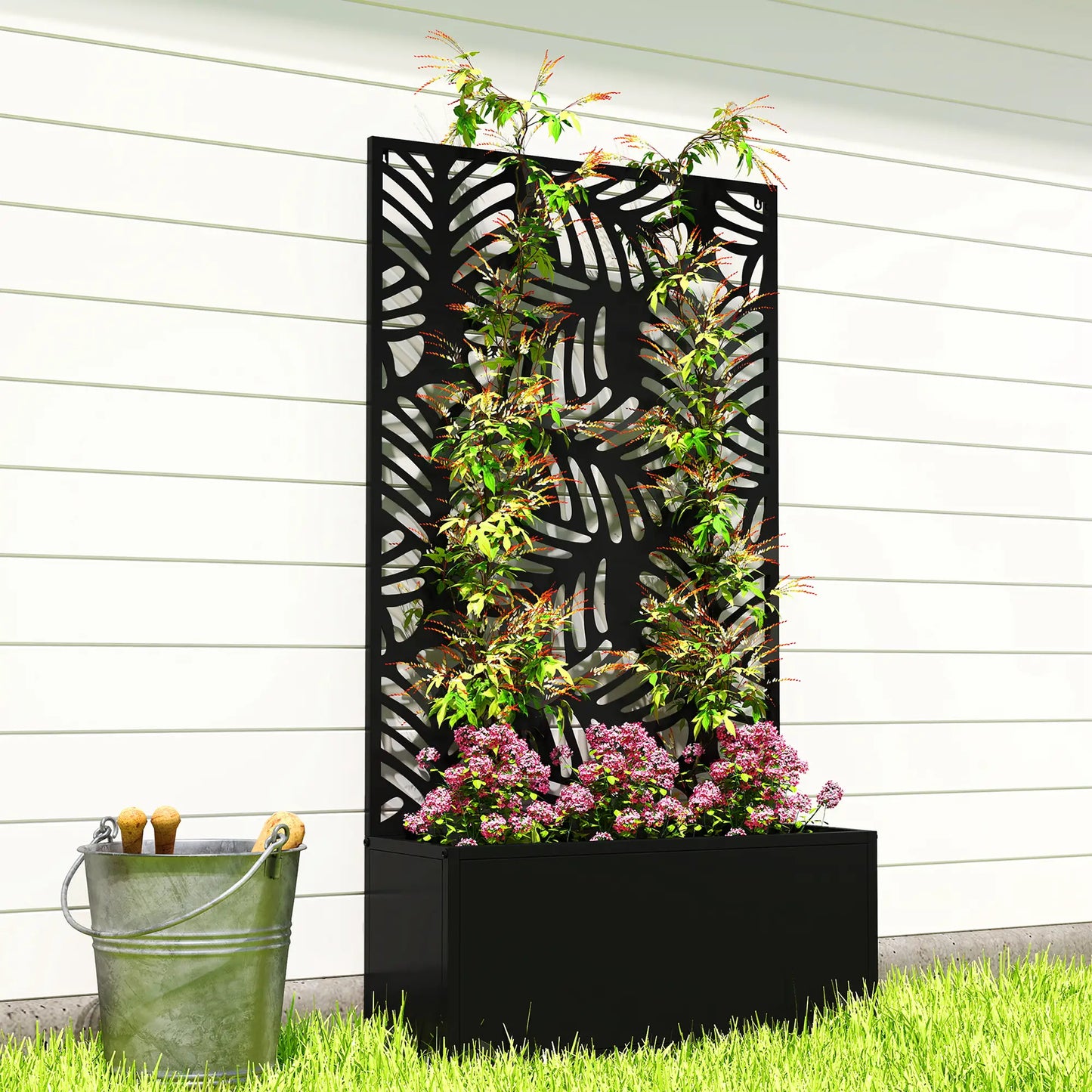 Metal Garden Bed With Trellis, Freestanding Or Wall Mounted Galvanized Planter Boxes at Gallery Canada