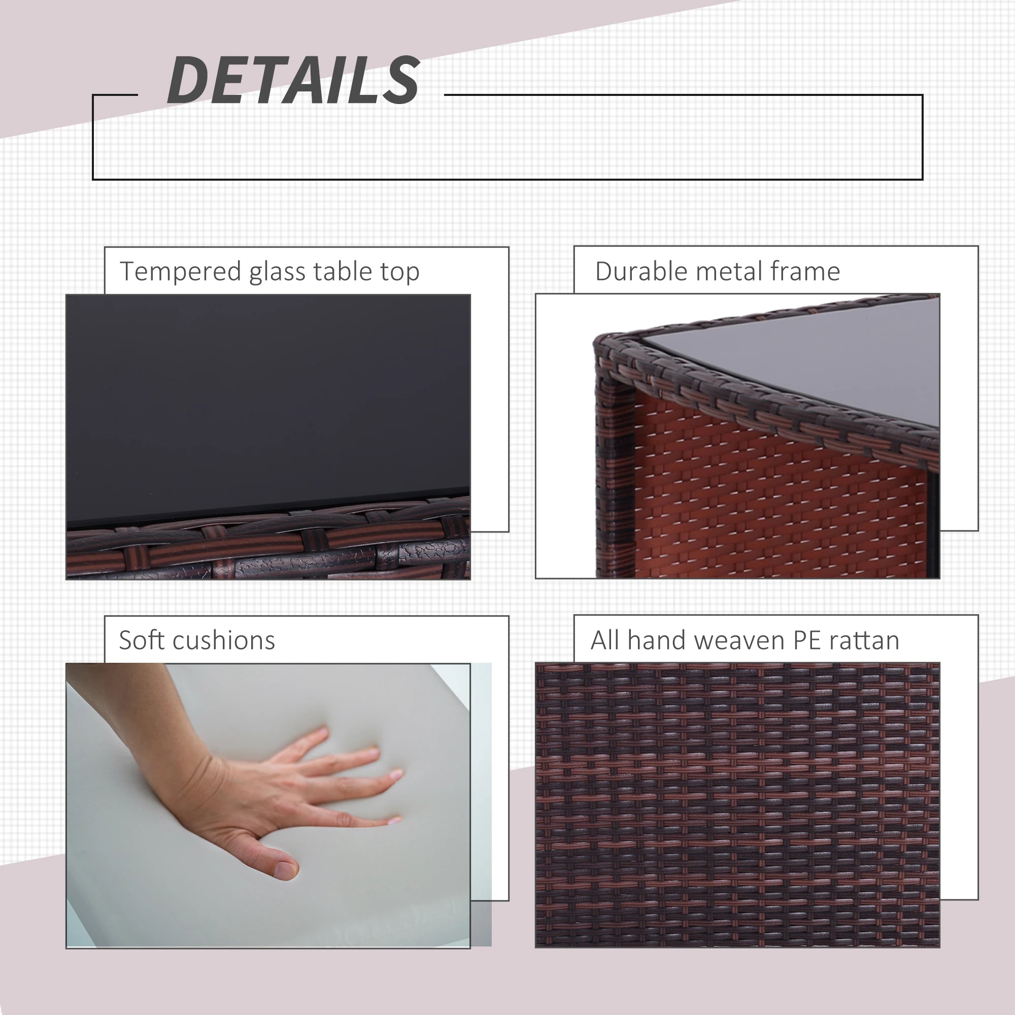 3-Piece Wicker Patio Dining Set, Removable Cushions, Glass Table, Cream White Outdoor Dining Sets at Gallery Canada