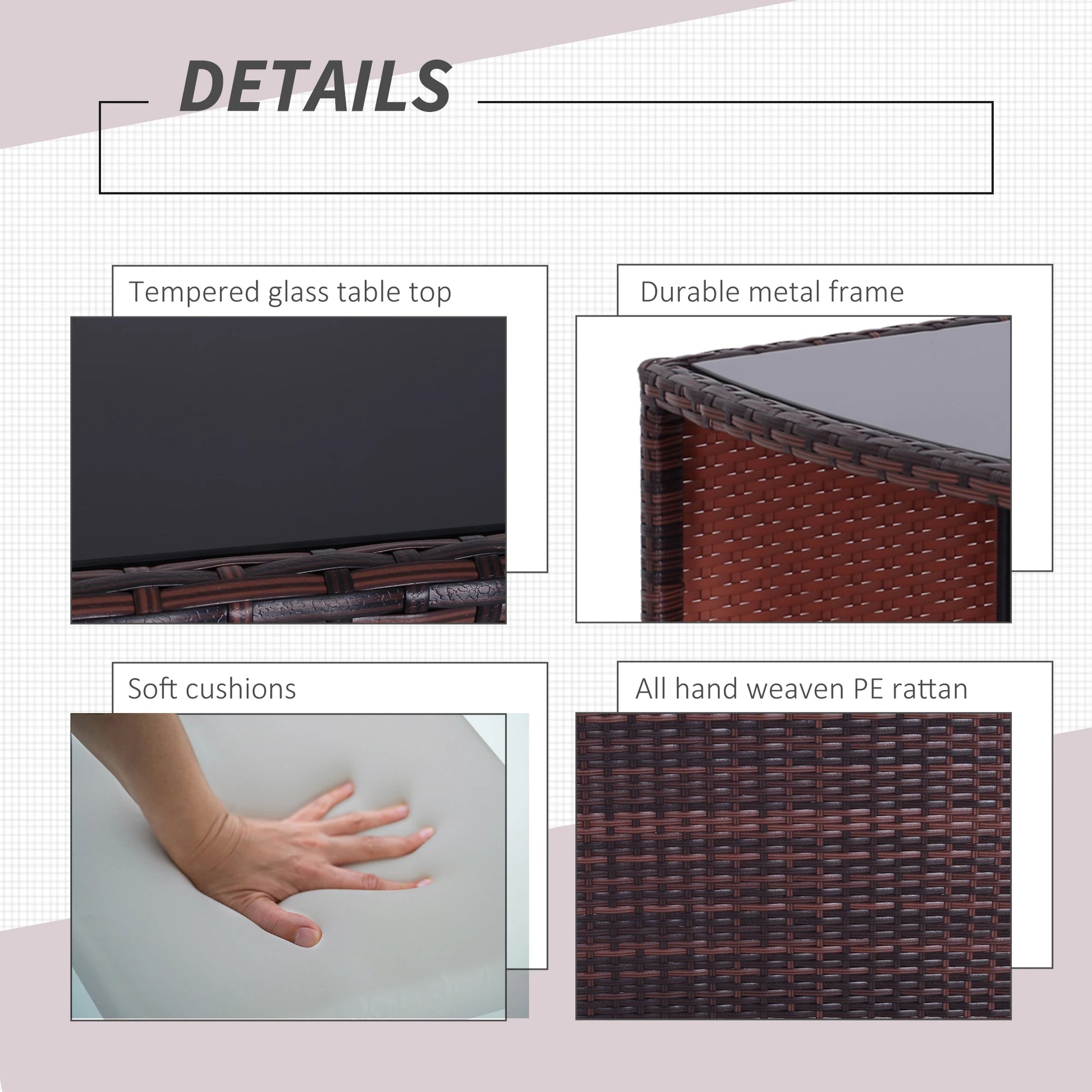 3-Piece Wicker Patio Dining Set, Removable Cushions, Glass Table, Cream White Outdoor Dining Sets at Gallery Canada