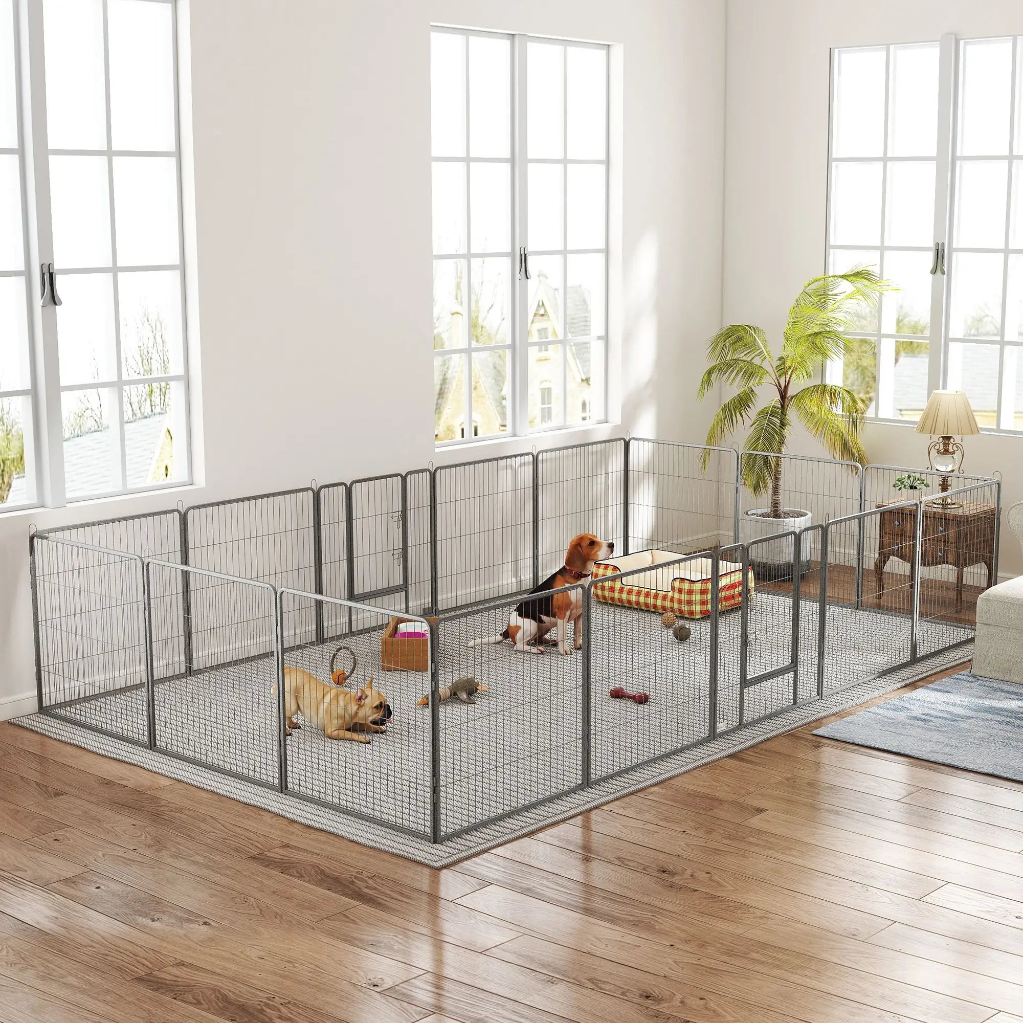 Heavy Duty Pet Playpen, 16 Panels Steel Dog Fence, 31.5
