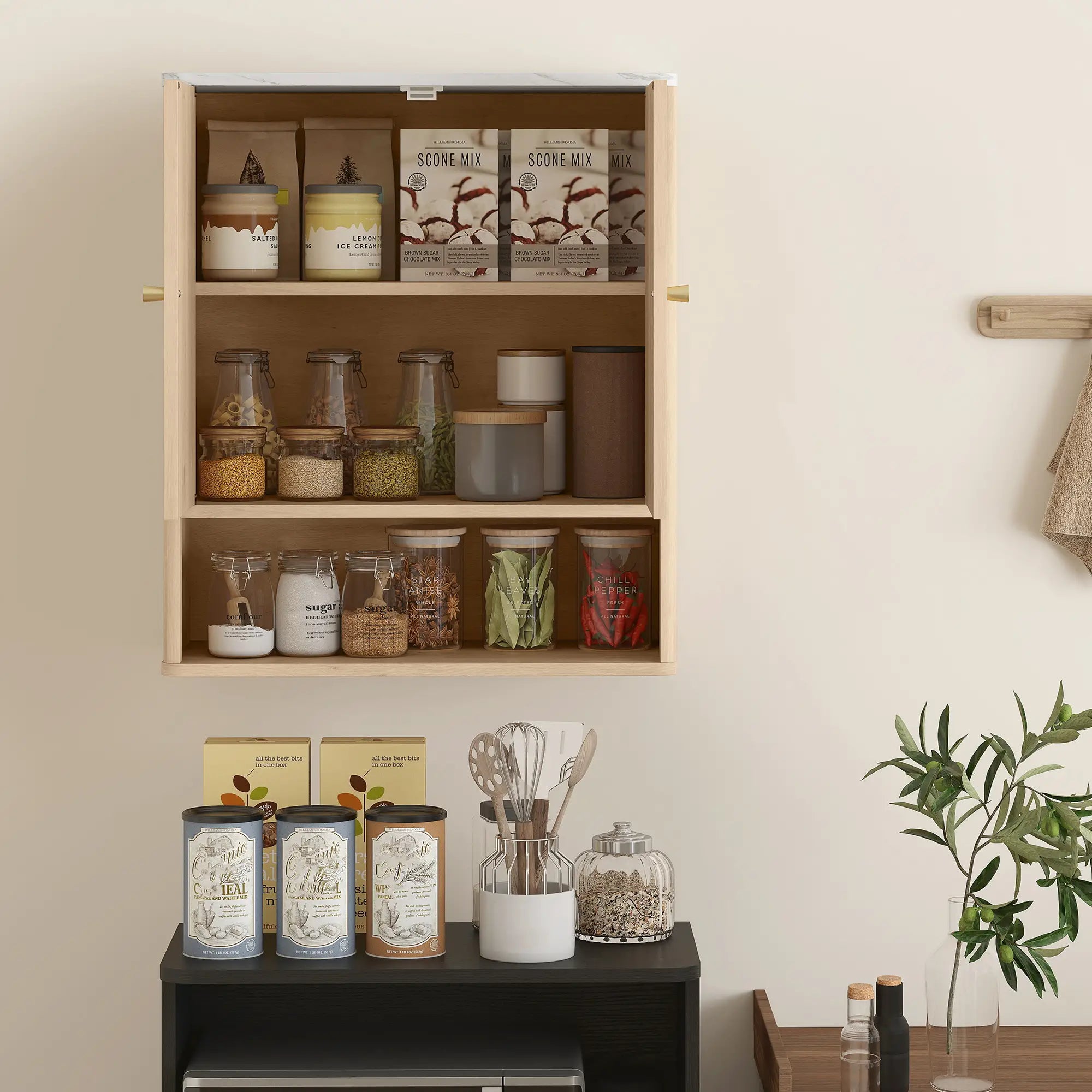 Wall Mounted Medicine Cabinet, Adjustable Shelf, Oak, Marble Top Bathroom Cabinets at Gallery Canada