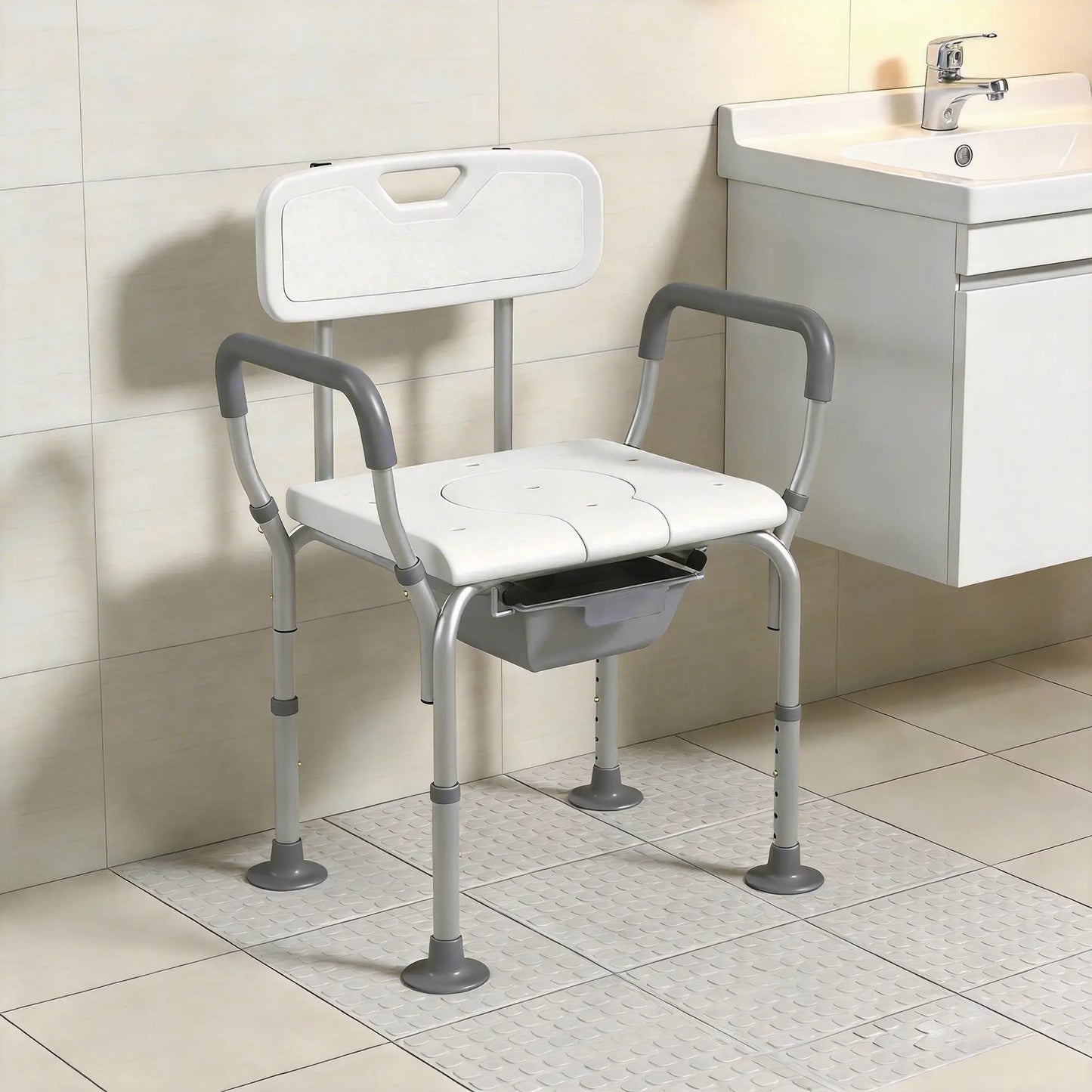 3-in-1 Shower Chair with Back, Adjustable Commode, Raised Toilet Seat Bath Chairs at Gallery Canada