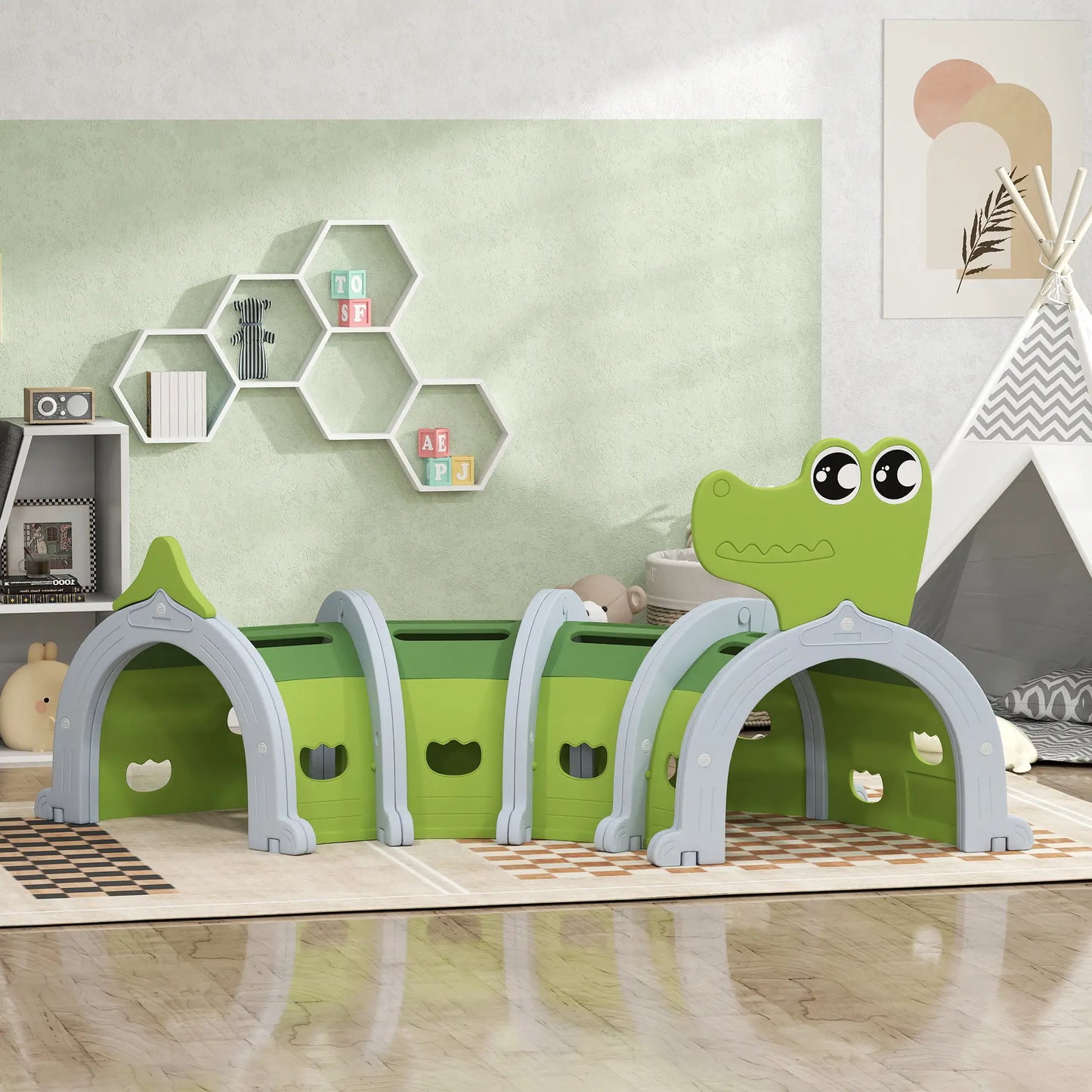 Crocodile Design Tunnel for Kids, 3-6 Years, Green Children's Play Tunnels at Gallery Canada