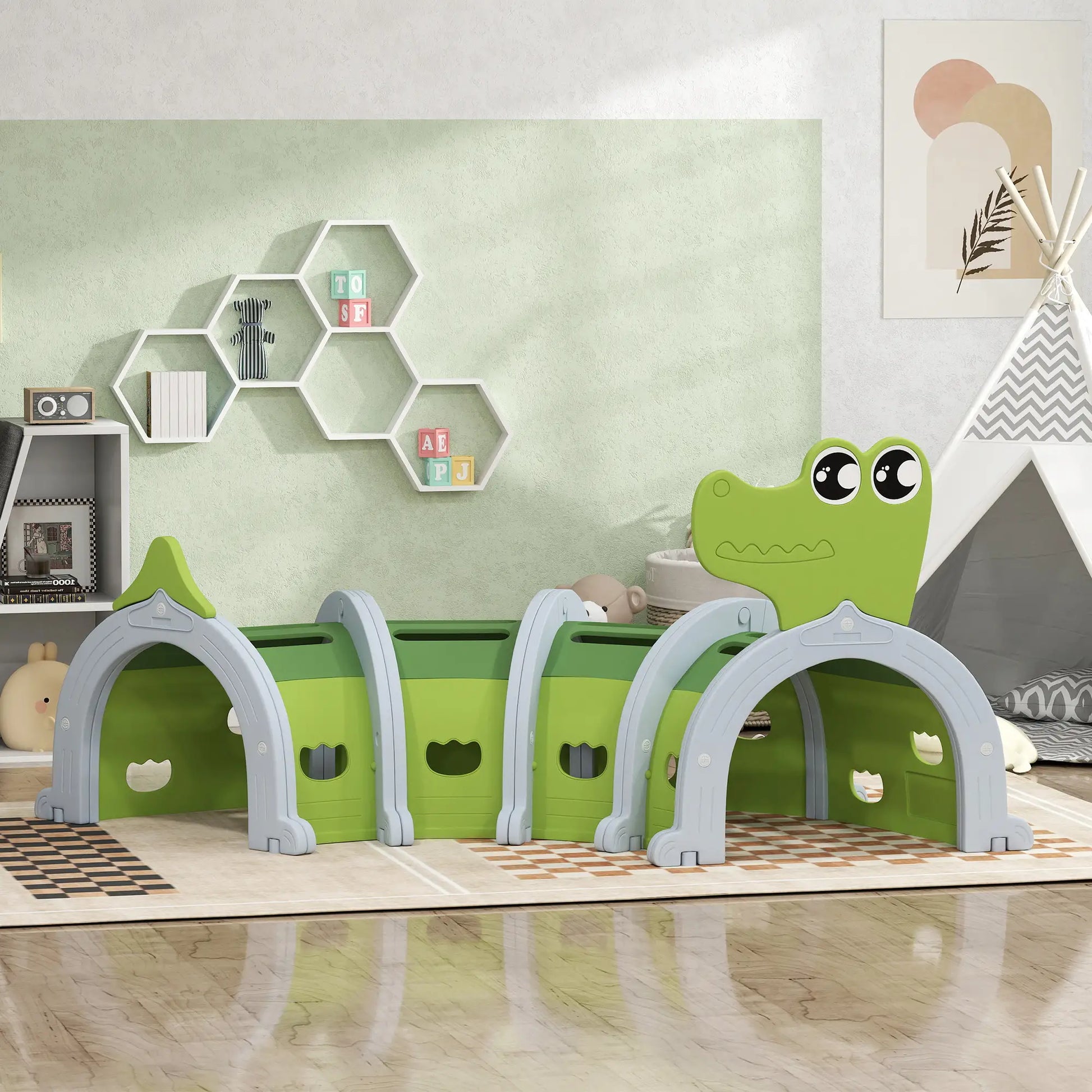Crocodile Design Tunnel for Kids, 3-6 Years, Green Children's Play Tunnels at Gallery Canada