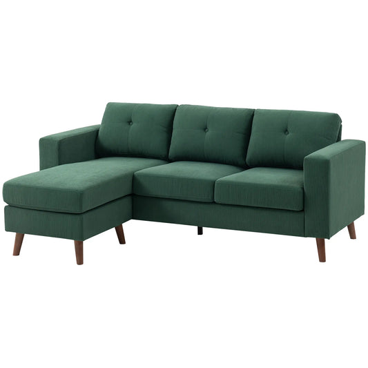 Sectional Sofa with Changeable Chaise, 3 Seat L-Shaped, Dark Green 3-Seater Sofas Dark Green at Gallery Canada