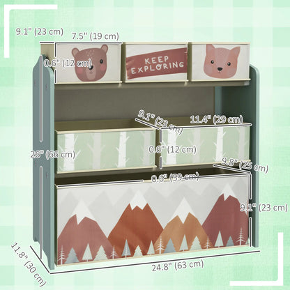 Toy Organizer With 6 Storage Bins, 25" x 12" x 26", Green Baby & Kids Storage at Gallery Canada