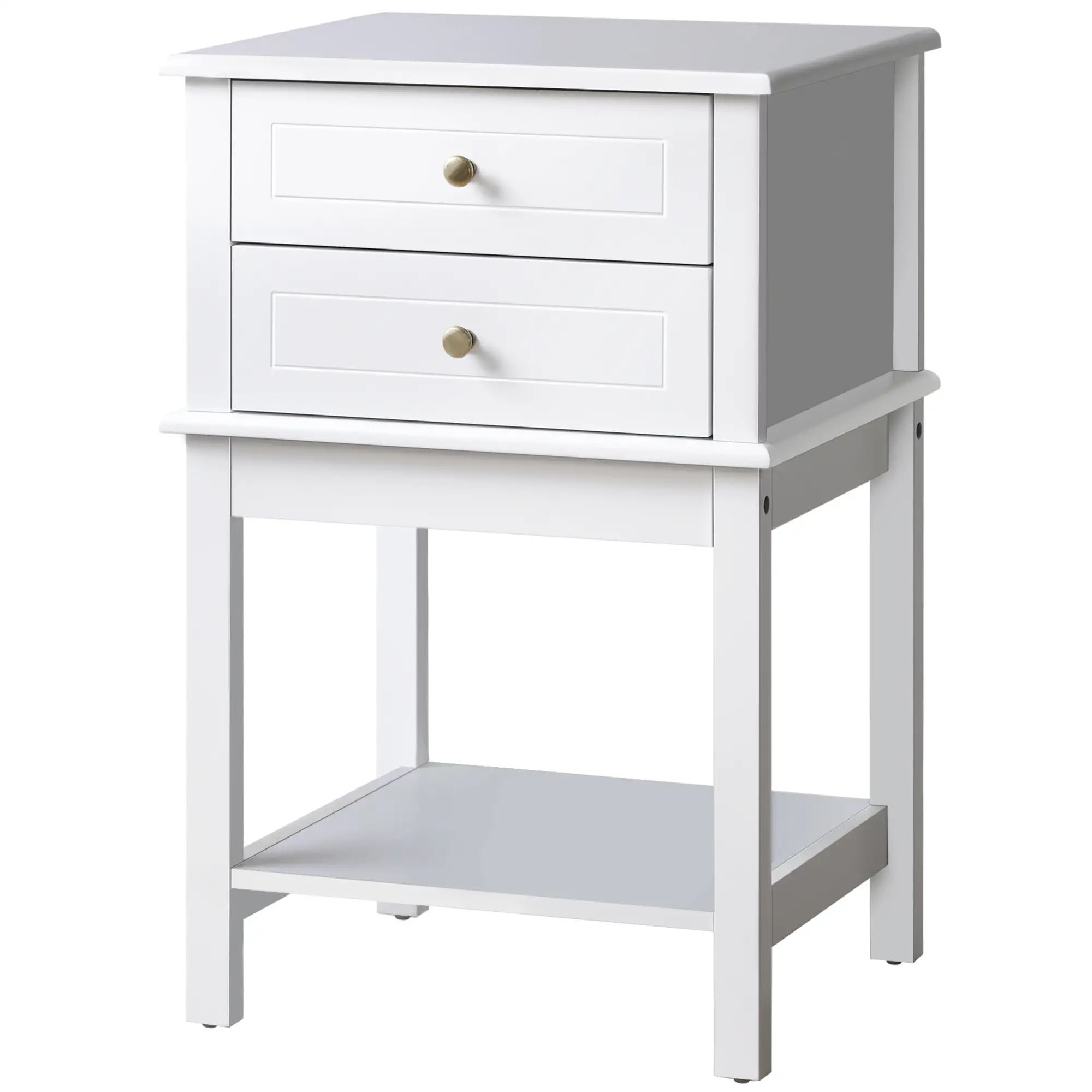 Modern Sofa Side Table with Drawers, Storage Shelf, White Side Tables at Gallery Canada