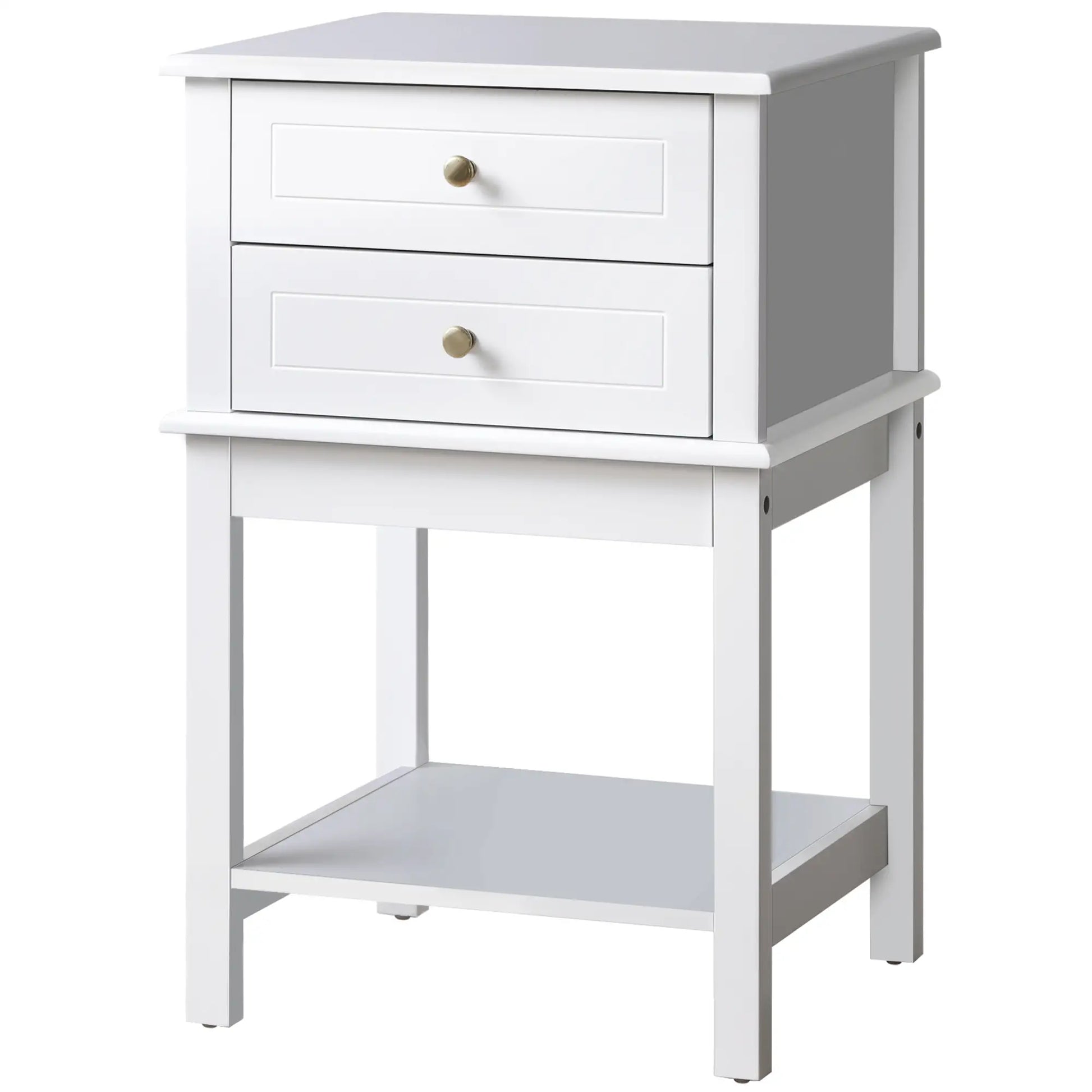 Modern Sofa Side Table with Drawers, Storage Shelf, White Side Tables at Gallery Canada