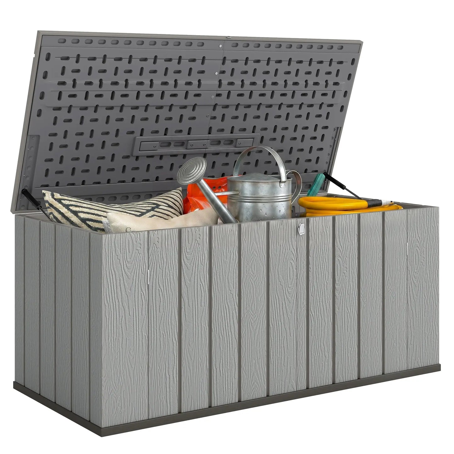 Large Capacity Outdoor Storage Box, 125.5 gal, Lockable Lid, Grey Patio Storage Boxes at Gallery Canada