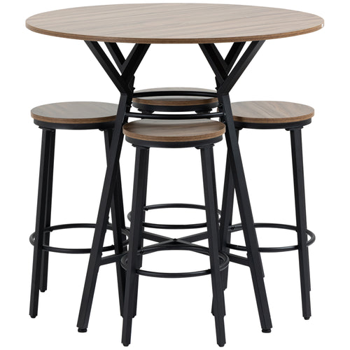 5-Piece Counter Height Bar Table and Chairs, Round Dining Table and Chairs Set for 4, Pub Table and Chairs