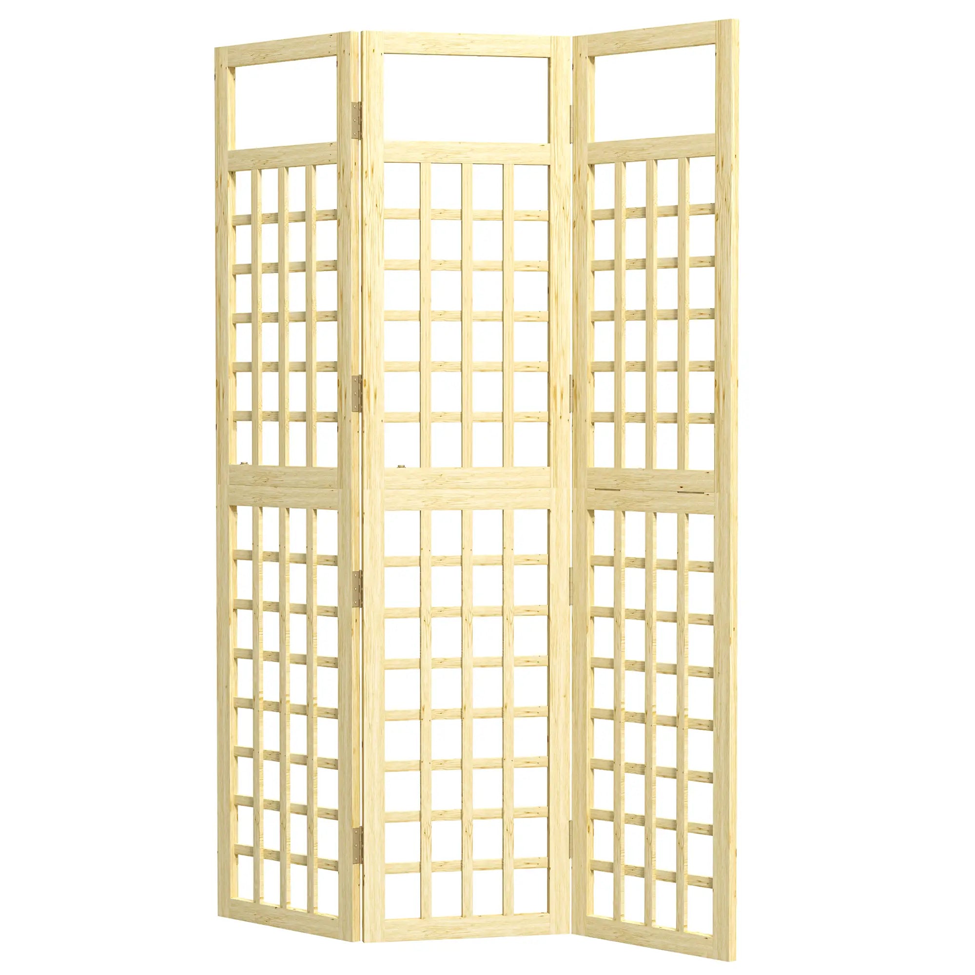3 Panel Outdoor Wood Privacy Screen, Folding Room Divider, 47.2