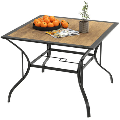 37" Square Outdoor Dining Table for 4, Plastic Board Tabletop, Mixed Brown, Brown Patio Side Tables at Gallery Canada