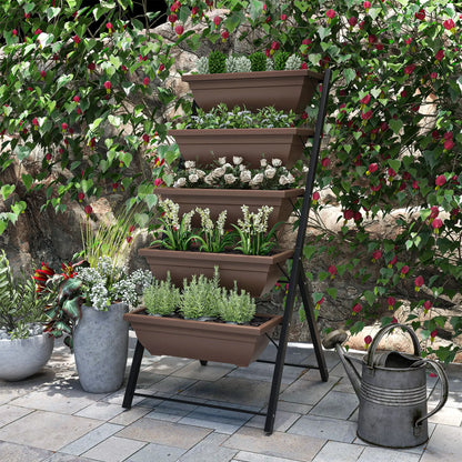 5-Tier Raised Garden Bed, 5 Planter Box, Outdoor Plant Stand, Brown Plant Stands at Gallery Canada