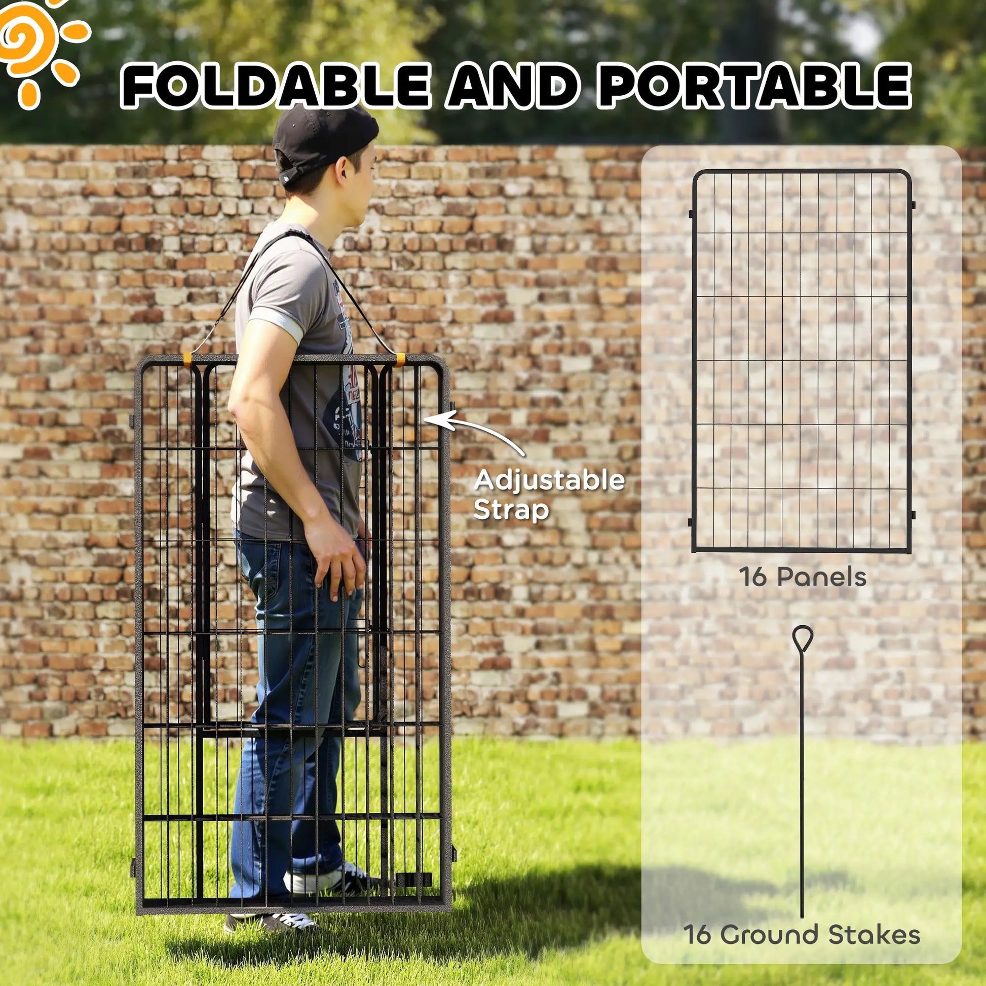 16 Panels Dog Playpen, Portable, for Large Dogs, 47" Height Houses, Kennels & Pens at Gallery Canada