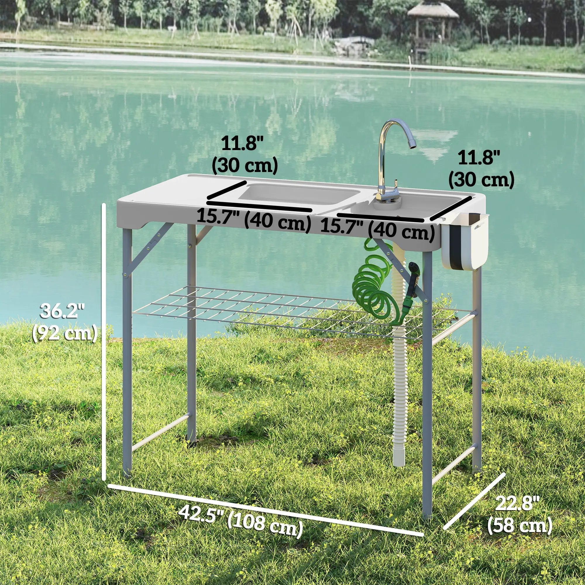 Folding Fish Cleaning Table With Sinks, Camping Sink With Faucet, Grey Picnic Tables & Camping Chairs at Gallery Canada