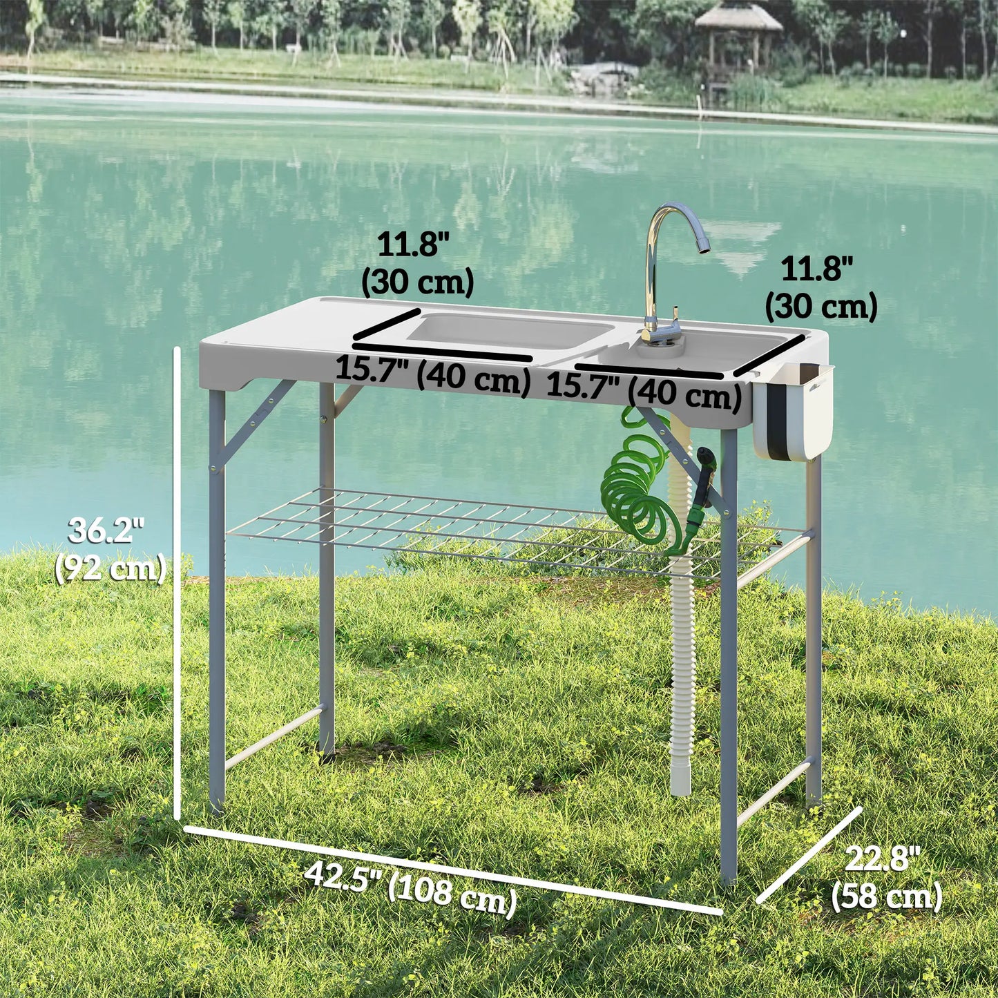 Folding Fish Cleaning Table With Sinks, Camping Sink With Faucet, Grey Picnic Tables & Camping Chairs at Gallery Canada
