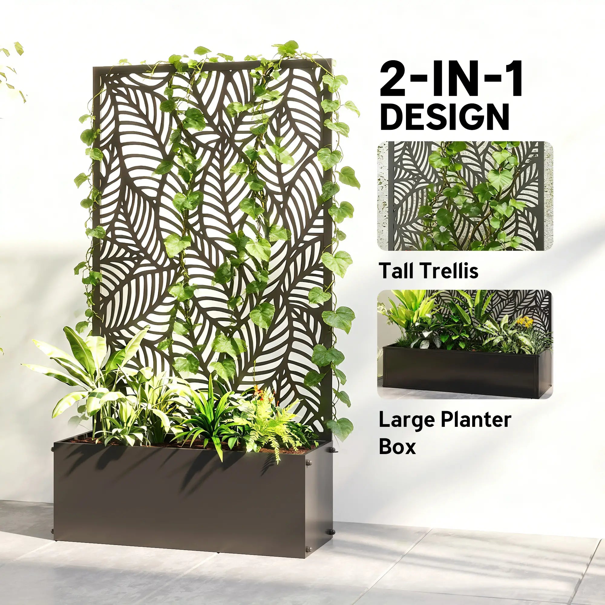 Metal Planter Box With Trellis, 44.5