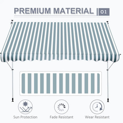 10x5ft Manual Retractable Awning, Patio Sun Shade, Water Resistant, Green Door Awnings at Gallery Canada