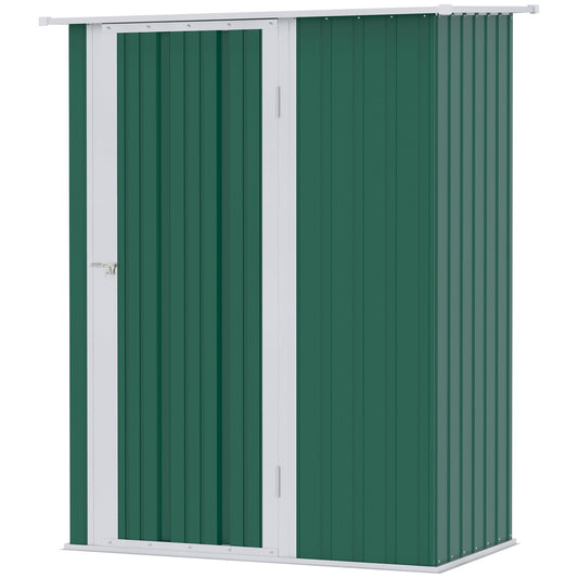 5 x 3ft Outdoor Storage Shed Metal Garden Shed Cabanon with Sloped Roof, Lockable Door for Tool, Bike, Green - Gallery Canada