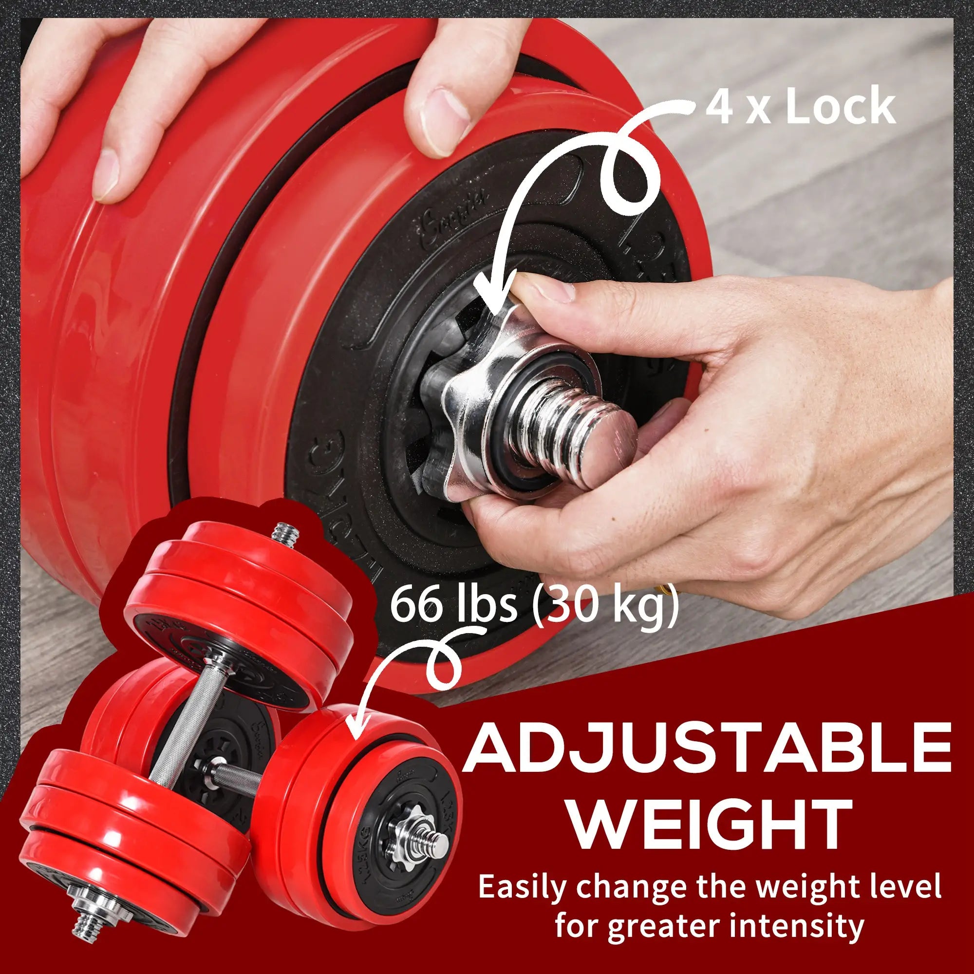 66lbs 2-In-1 Dumbbell, Barbell Adjustable Set, Strength Exercise Dumbbells & Barbells at Gallery Canada