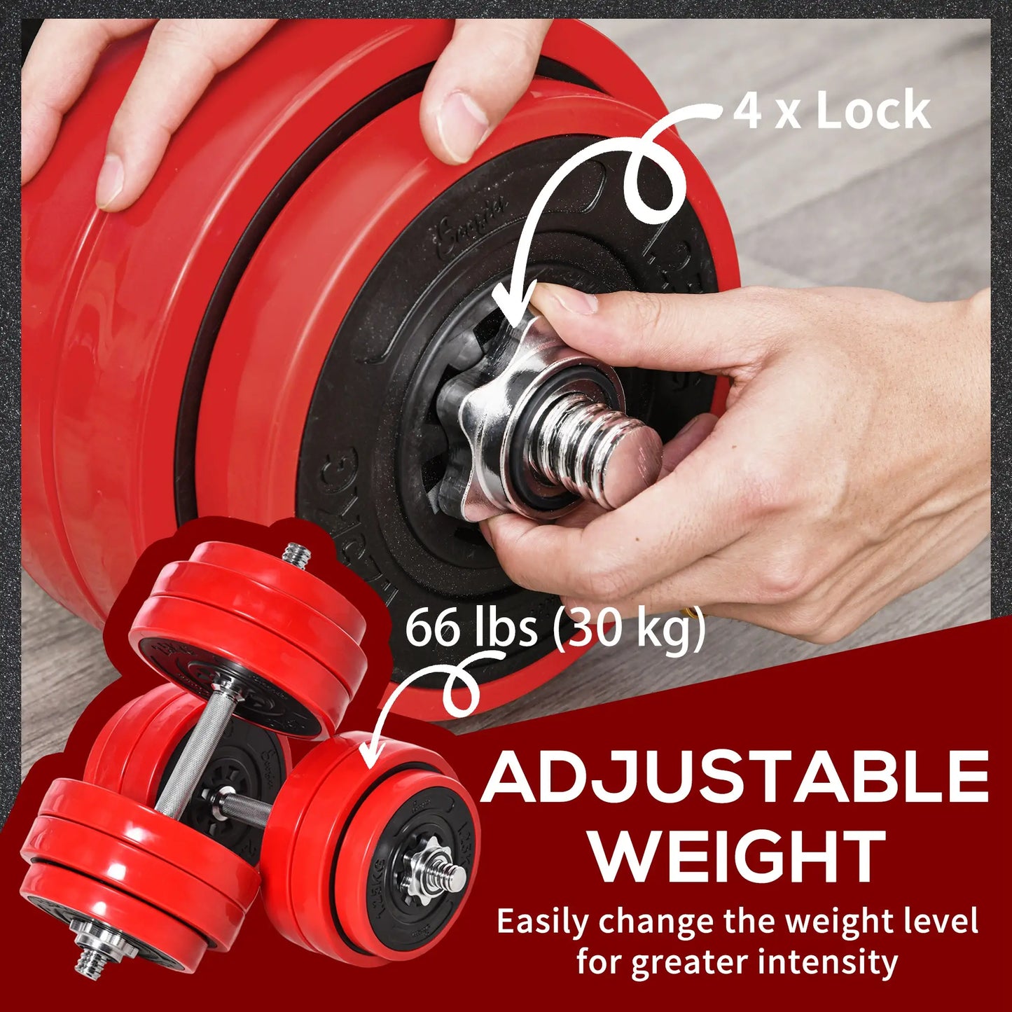 66lbs 2-In-1 Dumbbell, Barbell Adjustable Set, Strength Exercise Dumbbells & Barbells at Gallery Canada