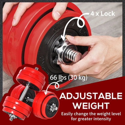 66lbs 2-In-1 Dumbbell, Barbell Adjustable Set, Strength Exercise Dumbbells & Barbells at Gallery Canada