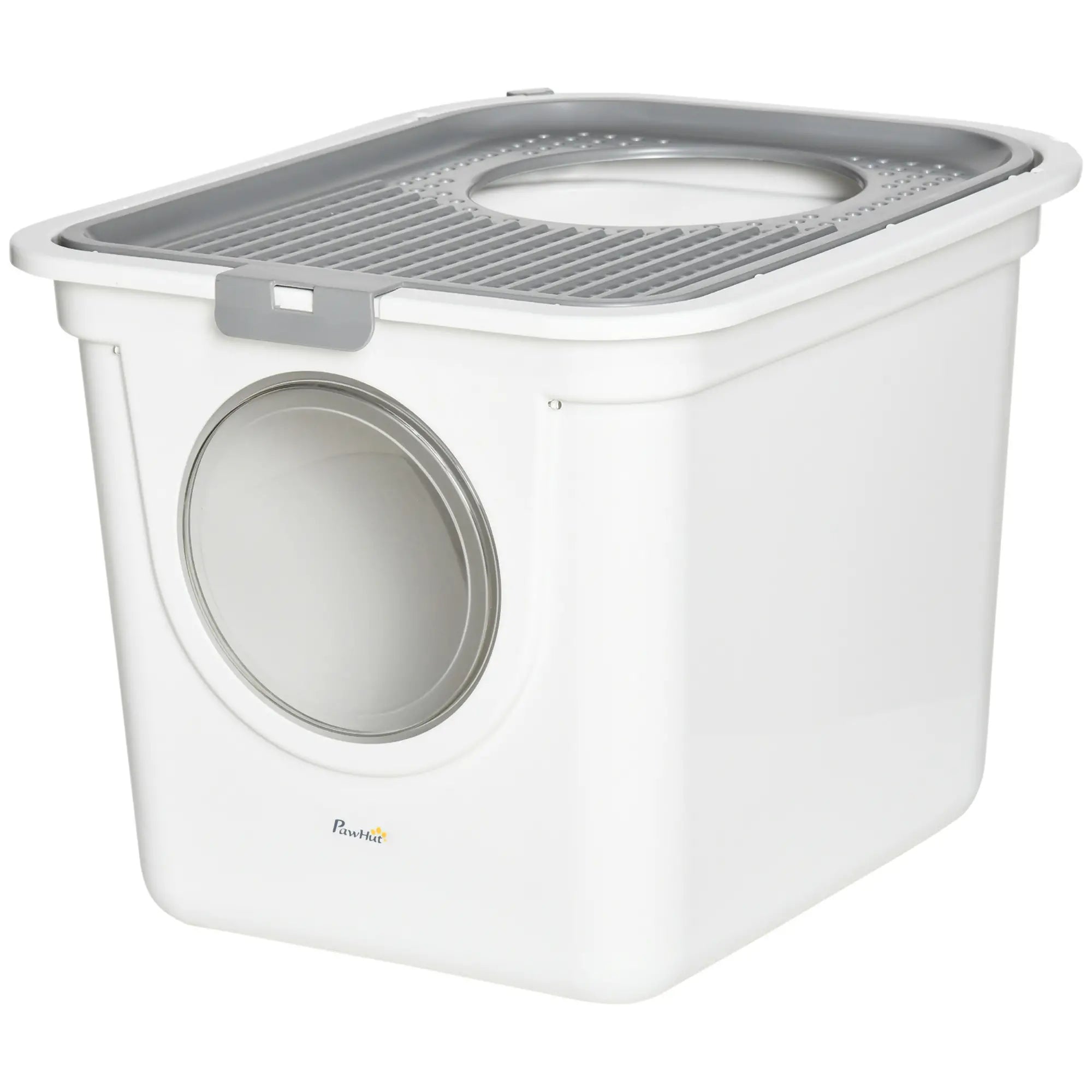 Enclosed Cat Litter Box, Easy Clean, Front Entrance, Top Exit, Scoop, White Cat Litter Box Enclosures White, Grey at Gallery Canada