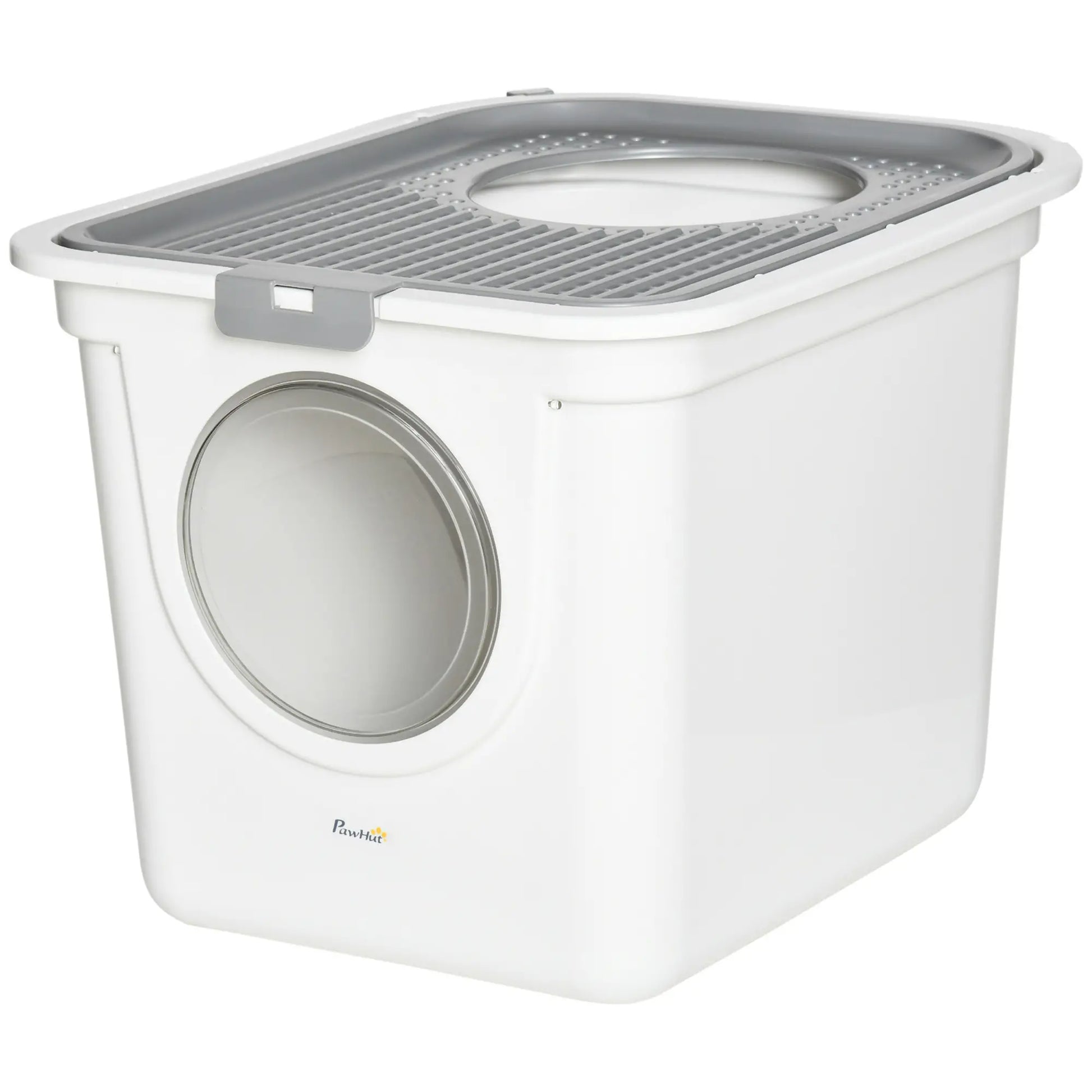 Enclosed Cat Litter Box, Easy Clean, Front Entrance, Top Exit, Scoop, White Cat Litter Box Enclosures White, Grey at Gallery Canada