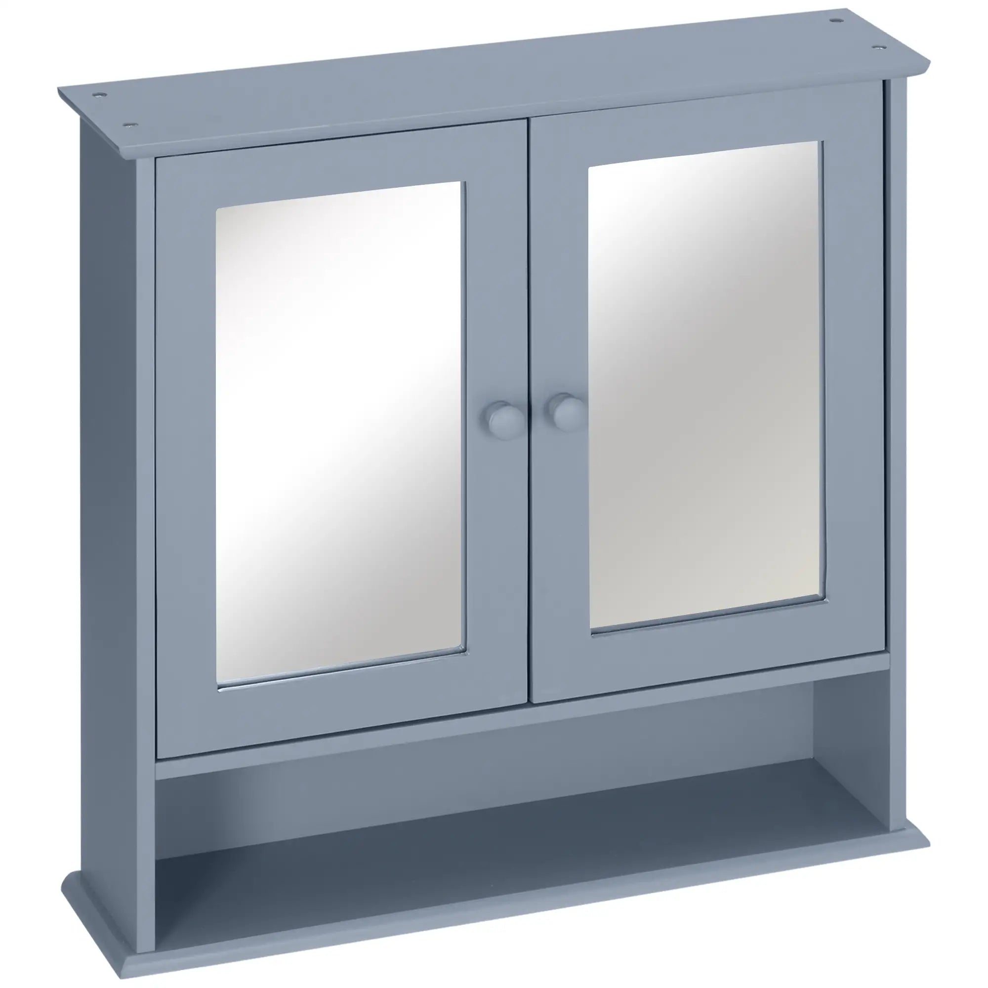 Wall-Mounted Medicine Cabinet, Double Doors, Open Shelf, Adjustable, Grey Mirror Medicine Cabinets at Gallery Canada