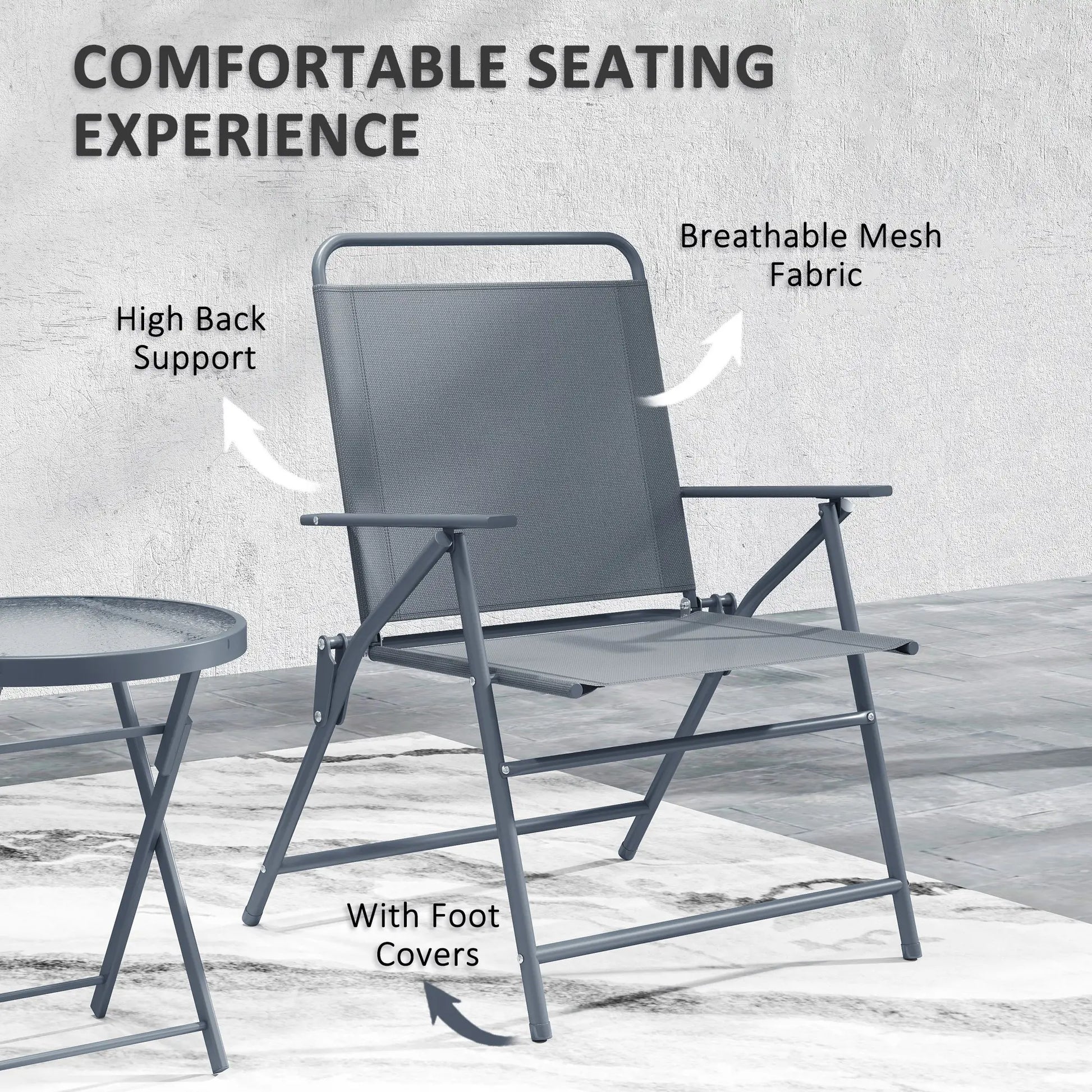 3 Pc Outdoor Bistro Set, Folding Patio Table and Chairs, Tempered Glass Tabletop Bistro Sets at Gallery Canada