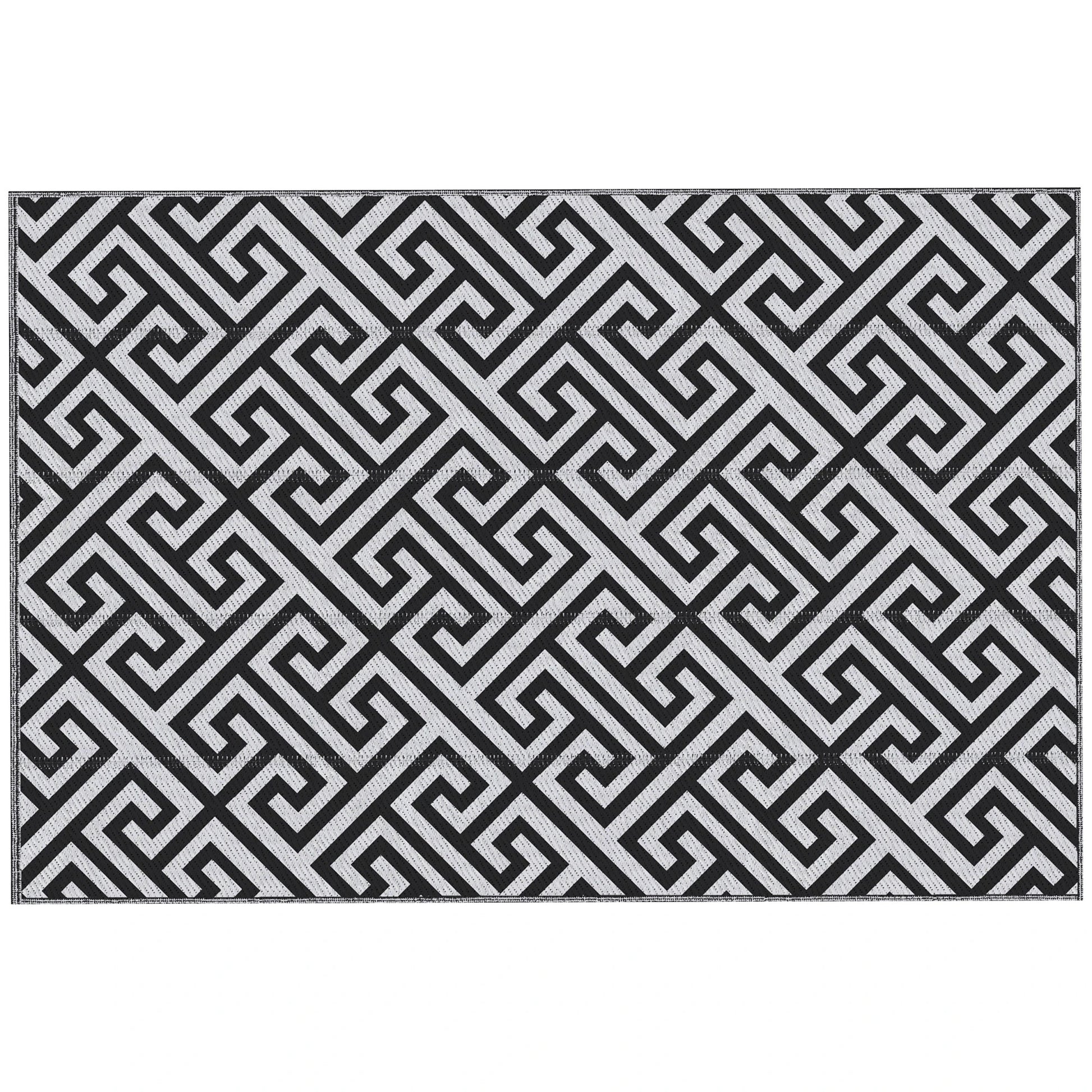 Reversible Outdoor RV Rug, Patio Floor Mat, 6' x 9', Black & White Outdoor Reversible Rugs Black, White at Gallery Canada