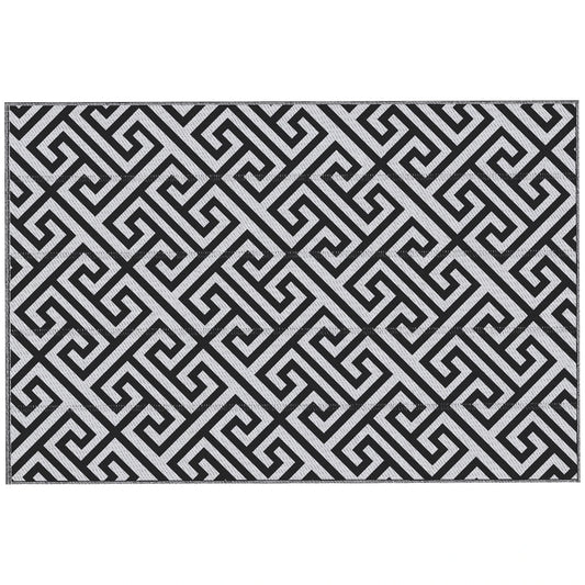 Reversible Outdoor RV Rug, Patio Floor Mat, 6' x 9', Black & White Outdoor Reversible Rugs Black, White at Gallery Canada