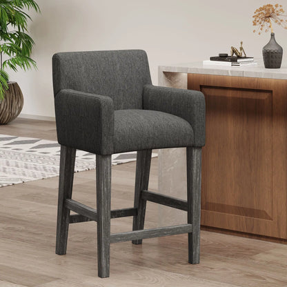 Upholstered Counter Stool, Rubberwood Frame, 24" L x 23" W x 39.5" H, Charcoal Gray Bar Stools at Gallery Canada