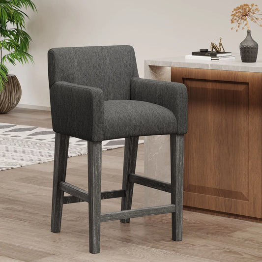Upholstered Counter Stool, Rubberwood Frame, 24" L x 23" W x 39.5" H, Charcoal Gray Bar Stools Charcoal Gray at Gallery Canada