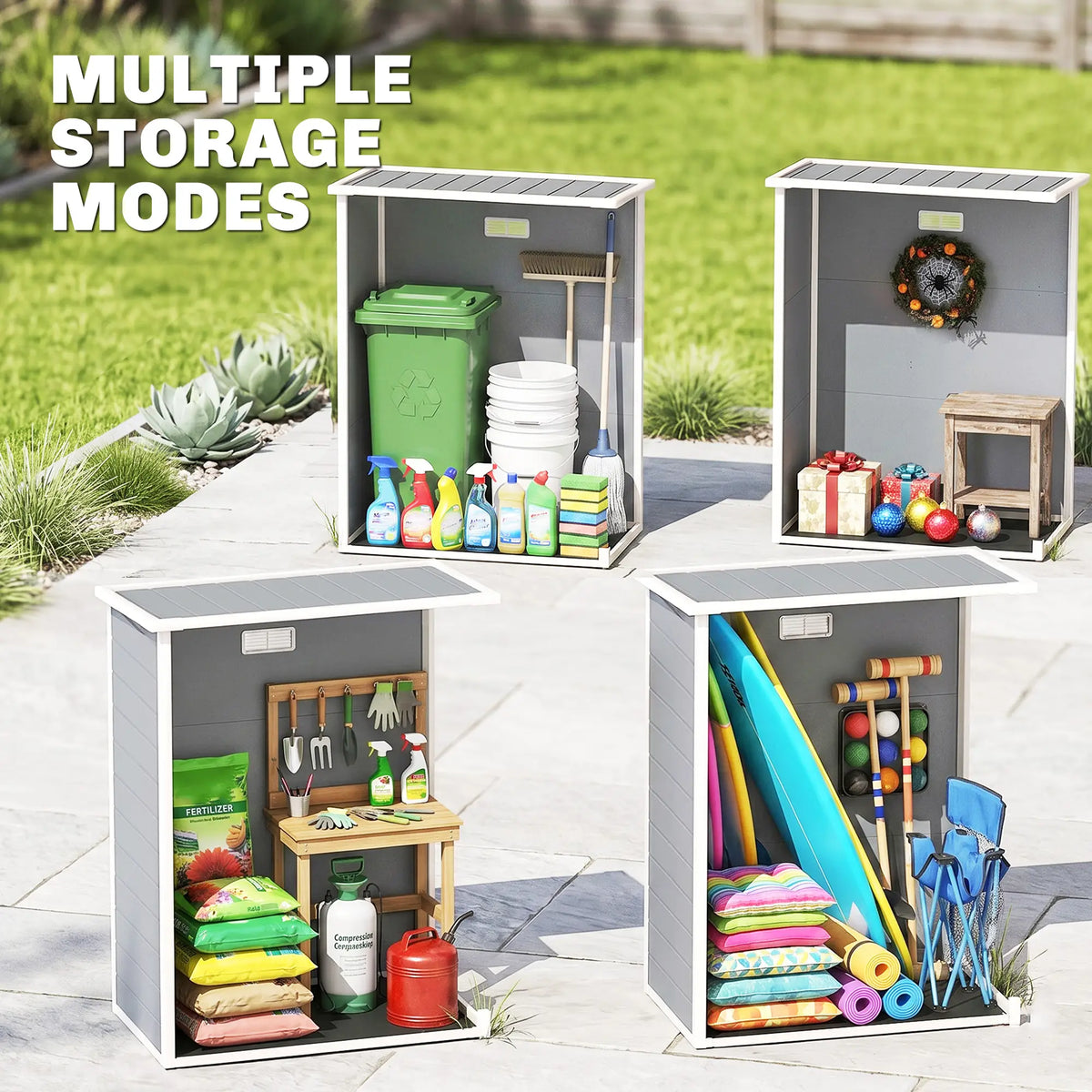5 x 3FT Garden Shed, Outdoor Storage with Lockable Door, Window, Vent, Grey Sheds at Gallery Canada