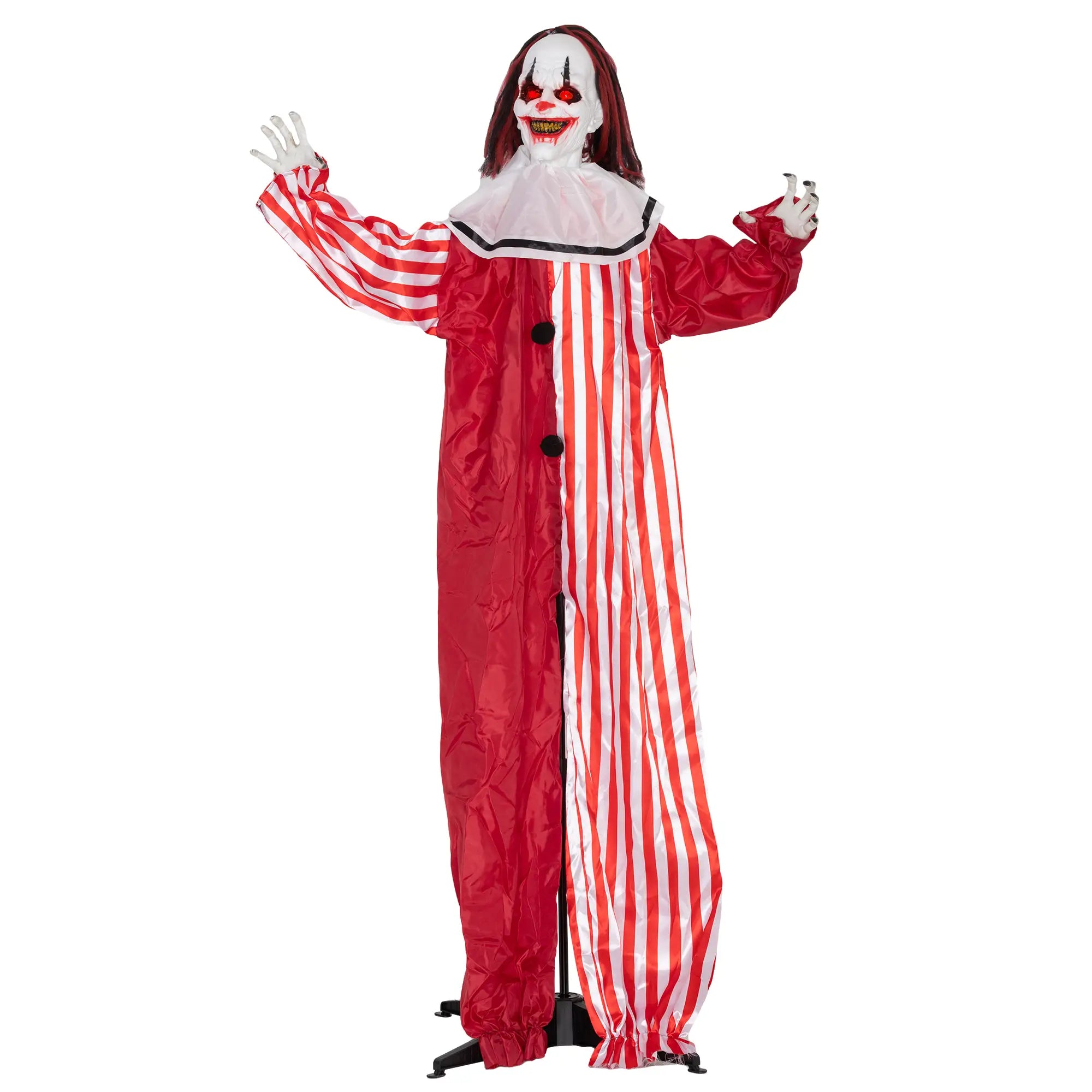 Life Size Animated Clown, Red Light Up Eyes, Sound Activated, Battery Operated, Red Halloween Decorations at Gallery Canada