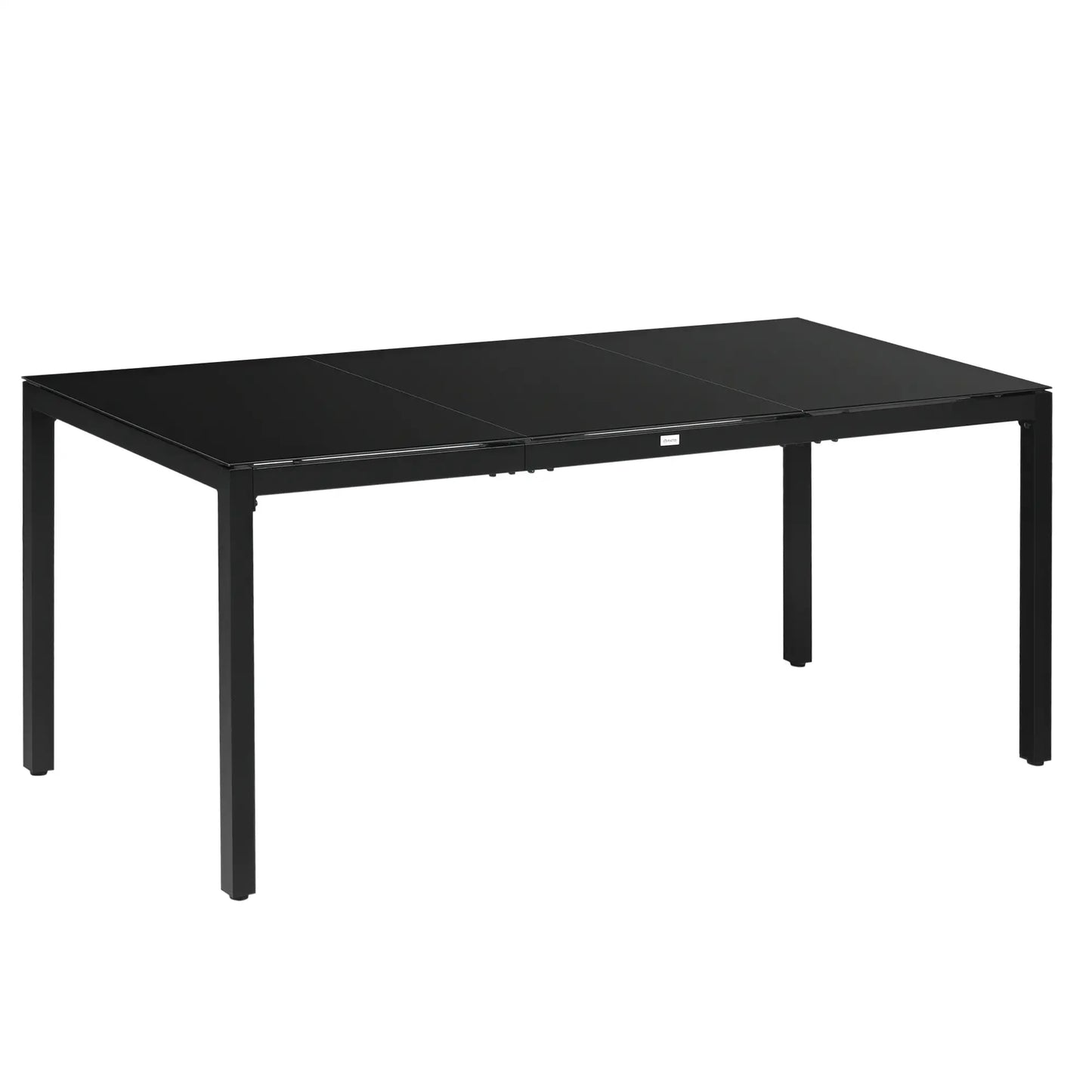 Rectangular Outdoor Dining Table For 8, Tempered Glass Top, Aluminum Frame, 70.9" x 31.5" x 28.3", Black Patio Dining Tables at Gallery Canada