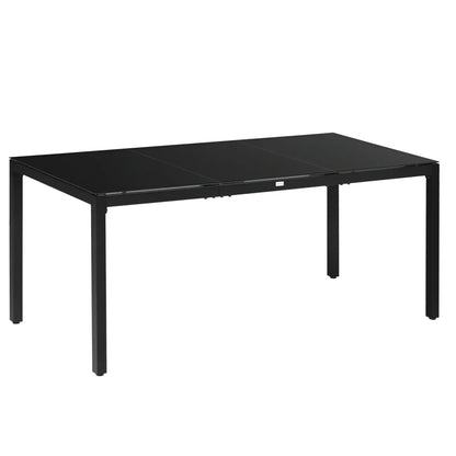 Rectangular Outdoor Dining Table For 8, Tempered Glass Top, Aluminum Frame, 70.9" x 31.5" x 28.3", Black Patio Dining Tables at Gallery Canada