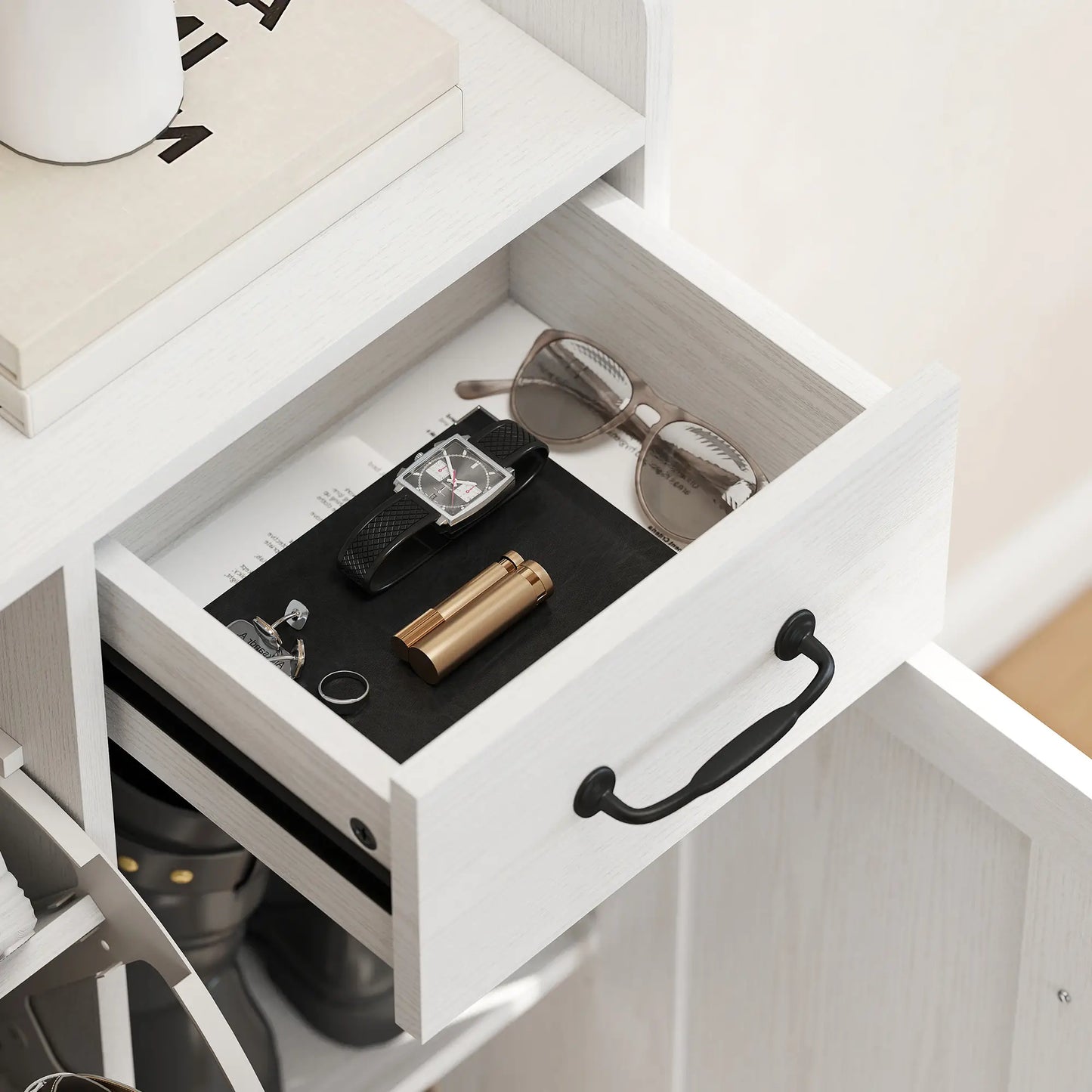 Farmhouse Shoe Storage Cabinet, Holds 12 Pairs, Adjustable Shelves, White Shoe Storage Cabinets & Racks at Gallery Canada