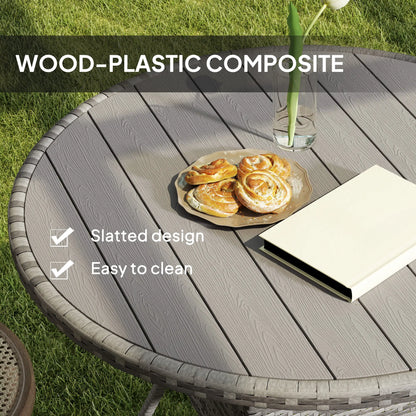 35.4" Outdoor Wicker Dining Table, PE Rattan Patio Furniture, Grey Patio Dining Tables at Gallery Canada