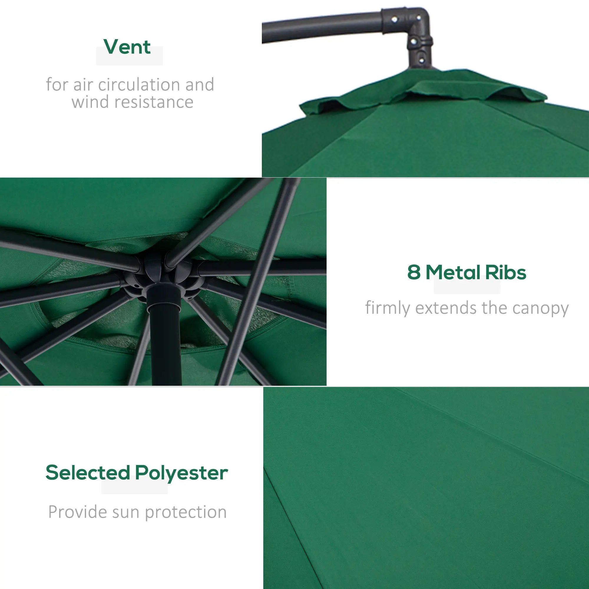10' Deluxe Patio Umbrella, Offset Sunshade with Crank, Dark Green Cantilever Umbrellas at Gallery Canada