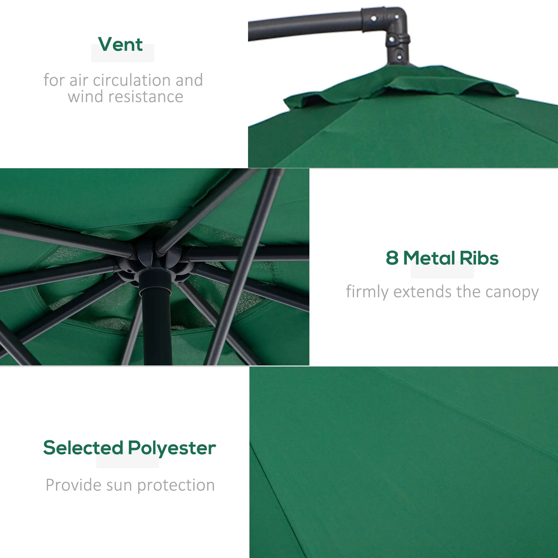 10' Deluxe Patio Umbrella, Offset Sunshade with Crank, Dark Green Cantilever Umbrellas at Gallery Canada