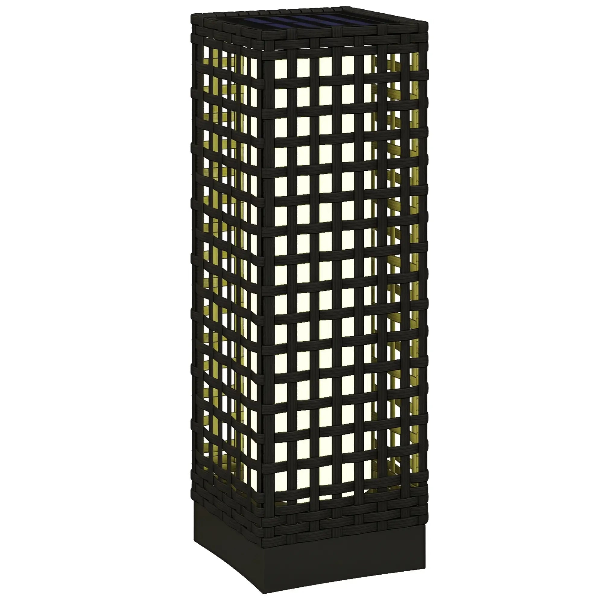 Wicker Solar Outdoor Lamp, Auto On/Off LED, IP44, Black Solar Post Lamps at Gallery Canada