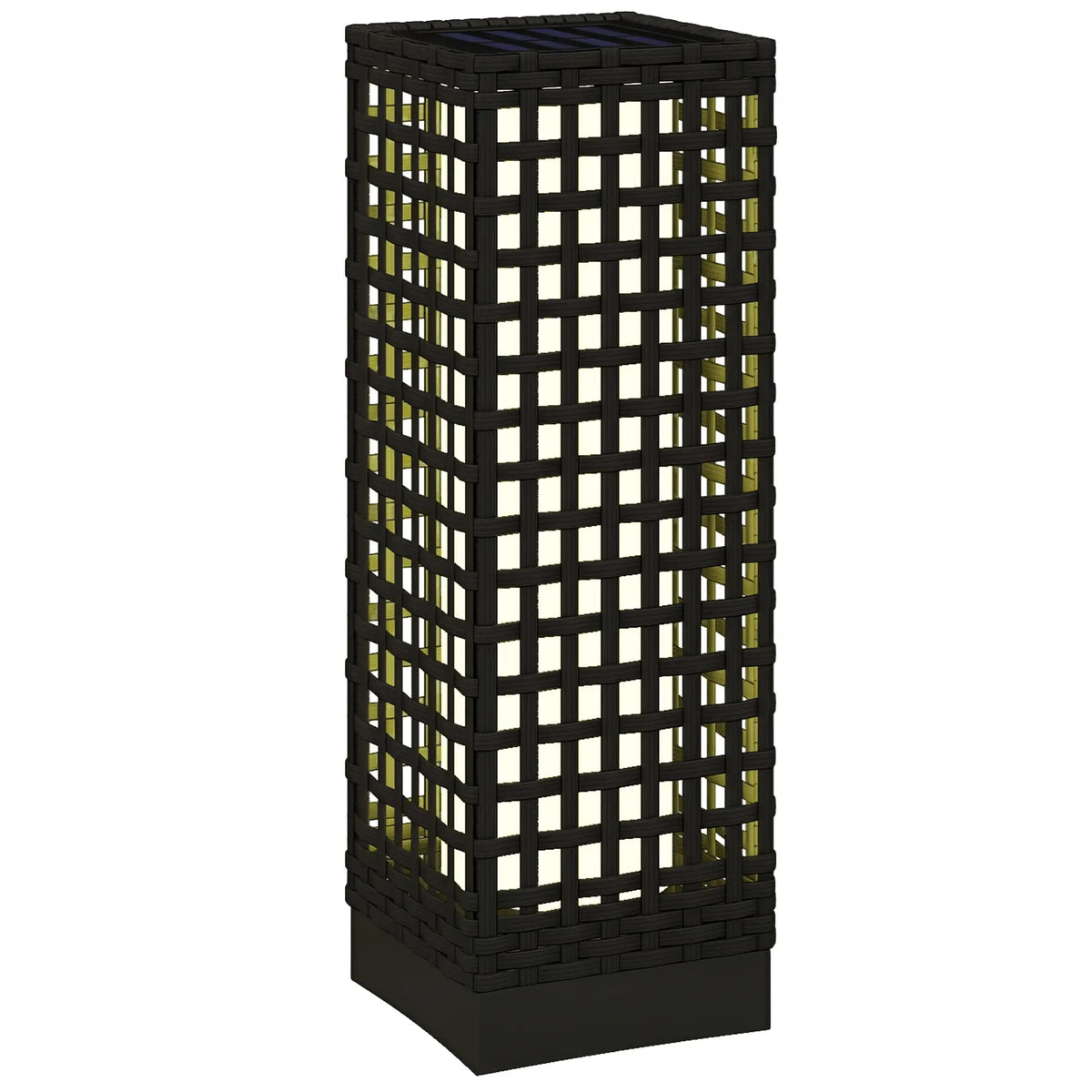 Wicker Solar Outdoor Lamp, Auto On/Off LED, IP44, Black Solar Post Lamps at Gallery Canada