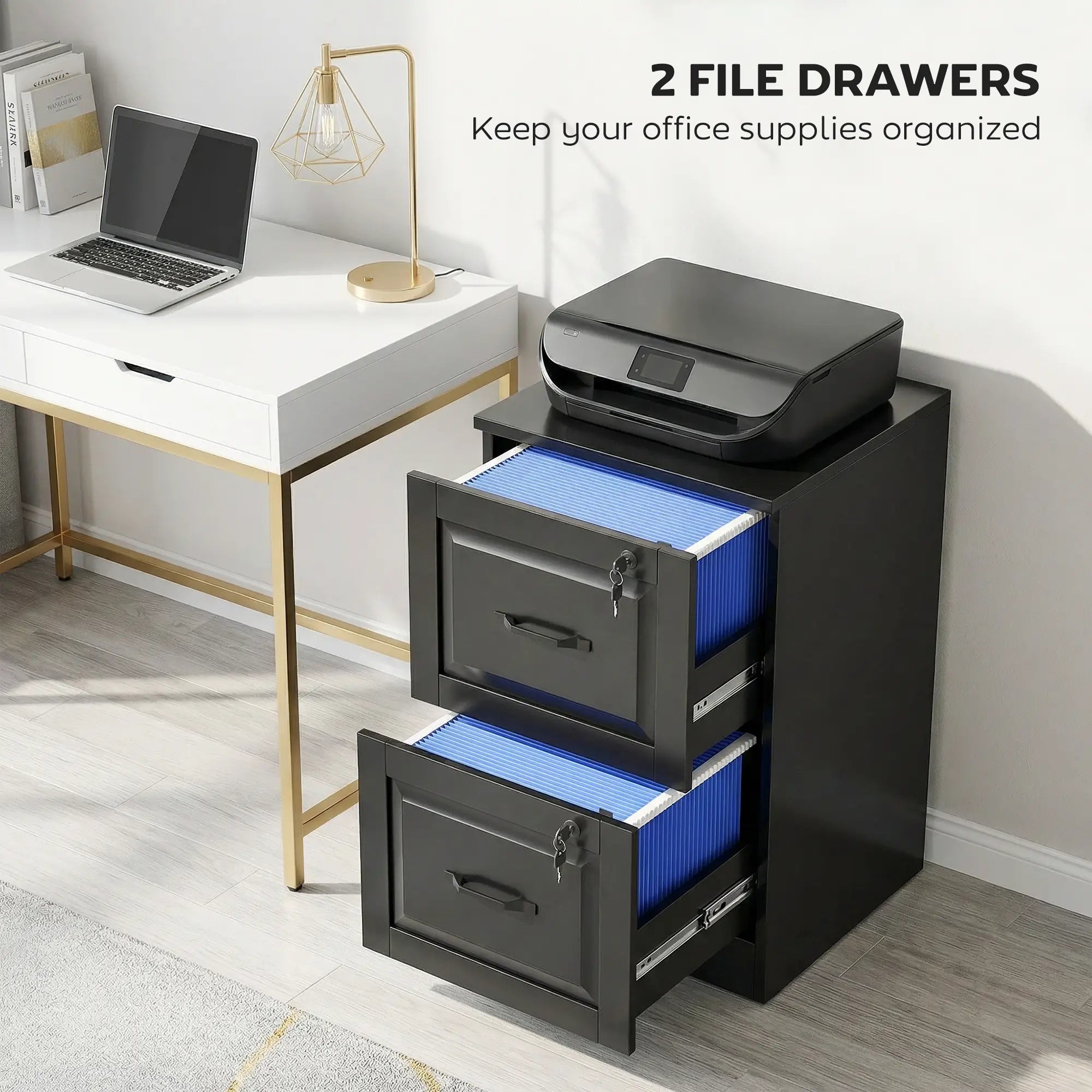 2 Drawer File Cabinet With Lock, Vertical Filing Cabinet, Black Office Cabinets & Cupboards at Gallery Canada