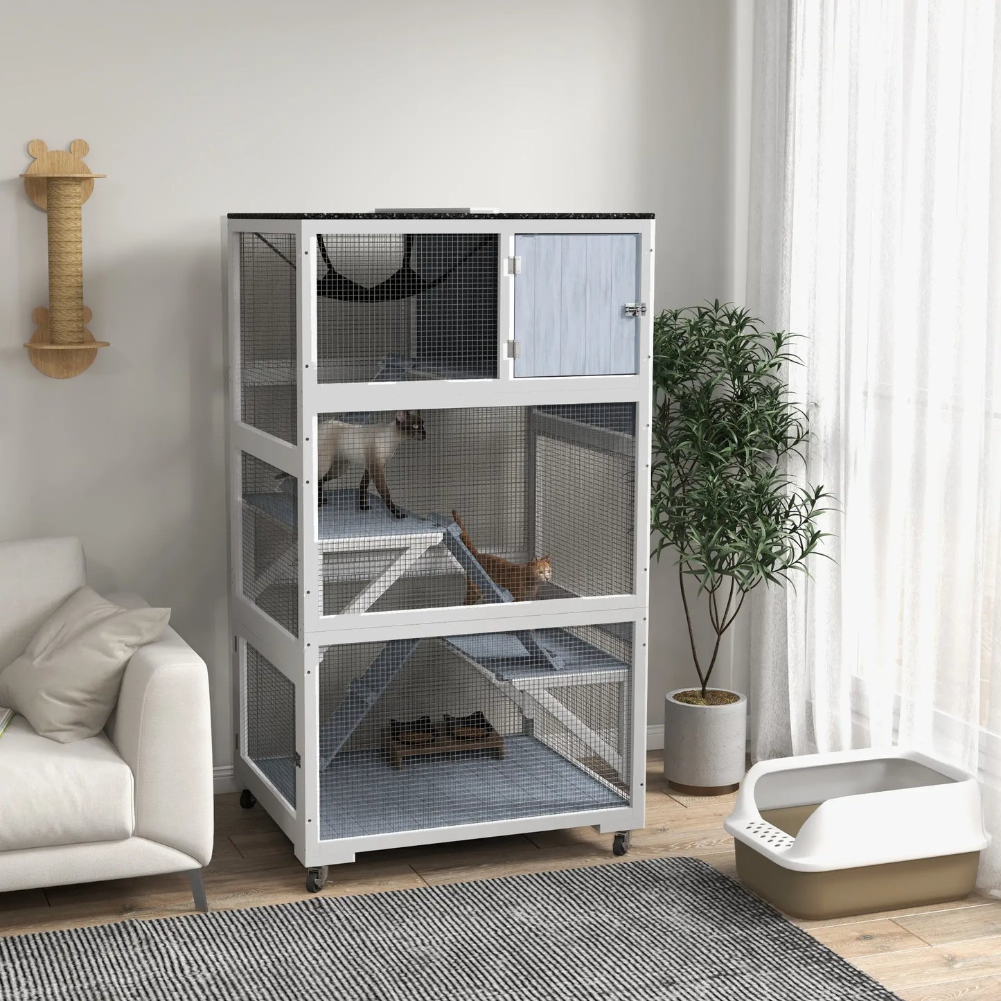 34" L Cat Enclosure on Wheels, Hammock, Platforms, Grey Outdoor Cat Enclosures at Gallery Canada