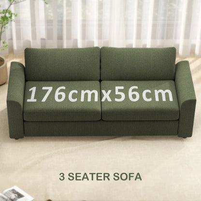 3 Seater Sofa, 83.5" Upholstered Couch, Pocket Spring, 2 Cushions, Green 3-Seater Sofas at Gallery Canada