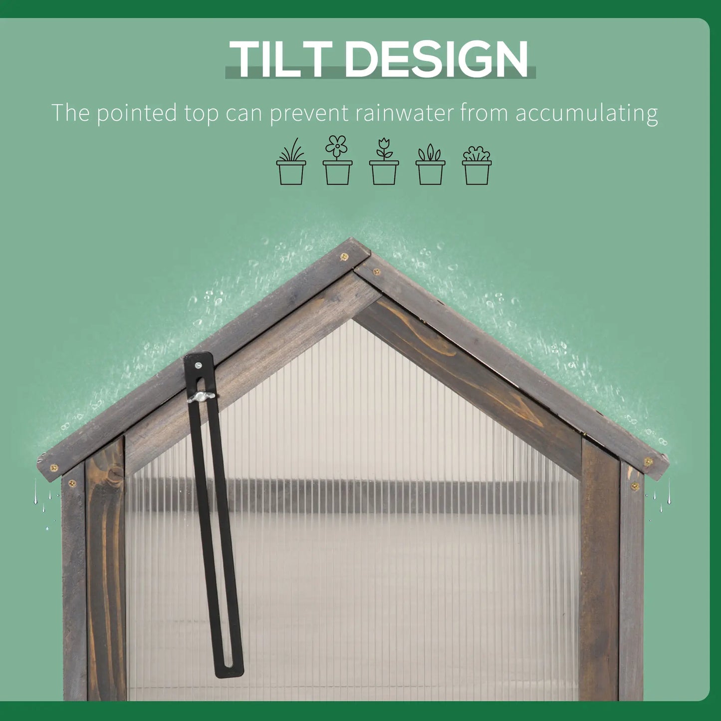 Portable Wooden Cold Frame Greenhouse, 35.5" x 20.5" x 19.5", Grey Raised Garden Beds at Gallery Canada